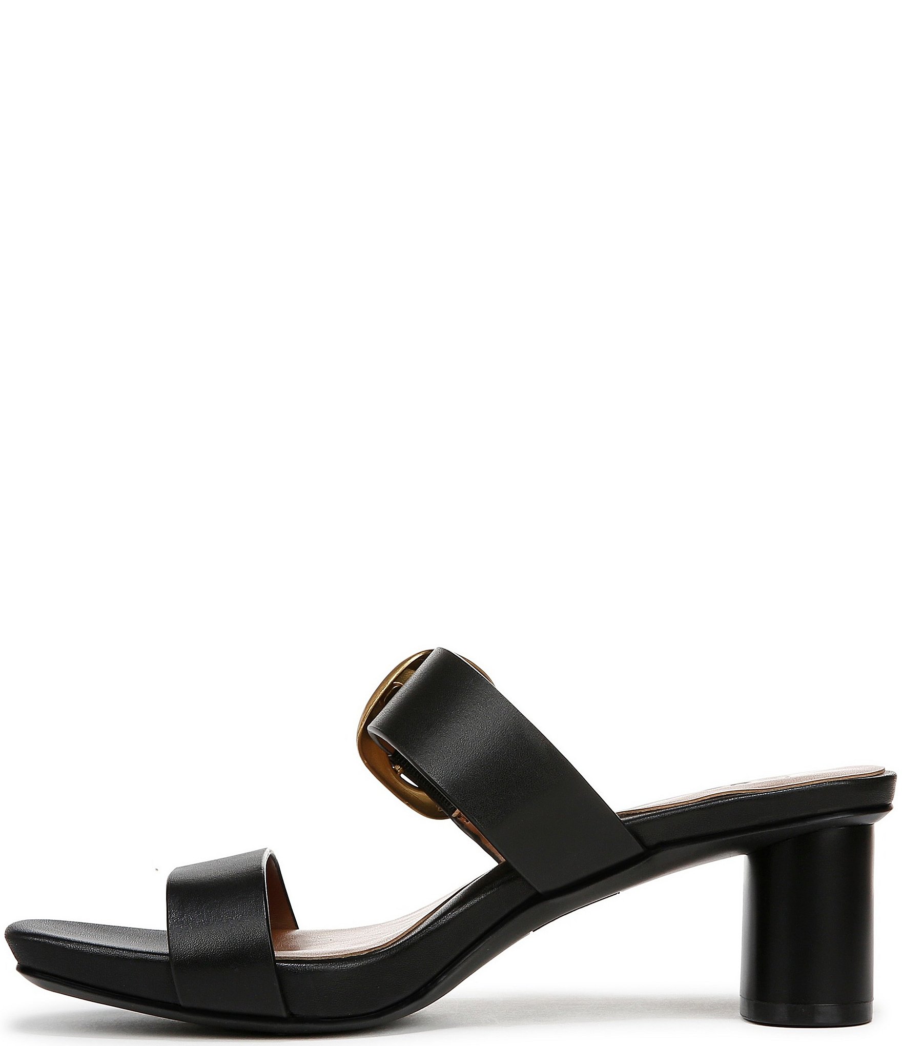 Naturalizer Ida Leather Buckle Hardware Dress Slide Sandals
