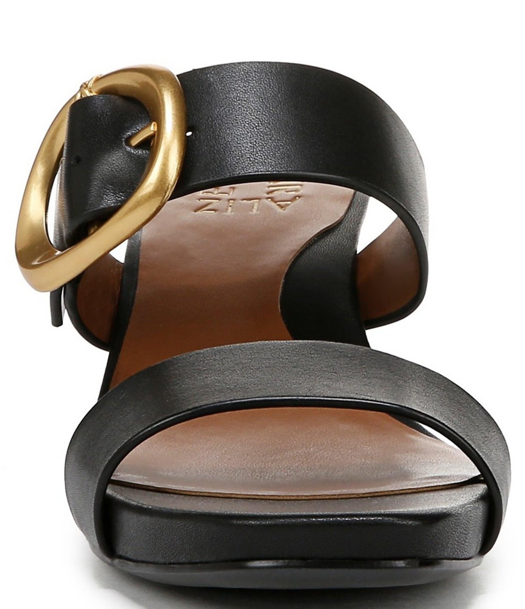 Naturalizer Ida Leather Buckle Hardware Dress Slide Sandals