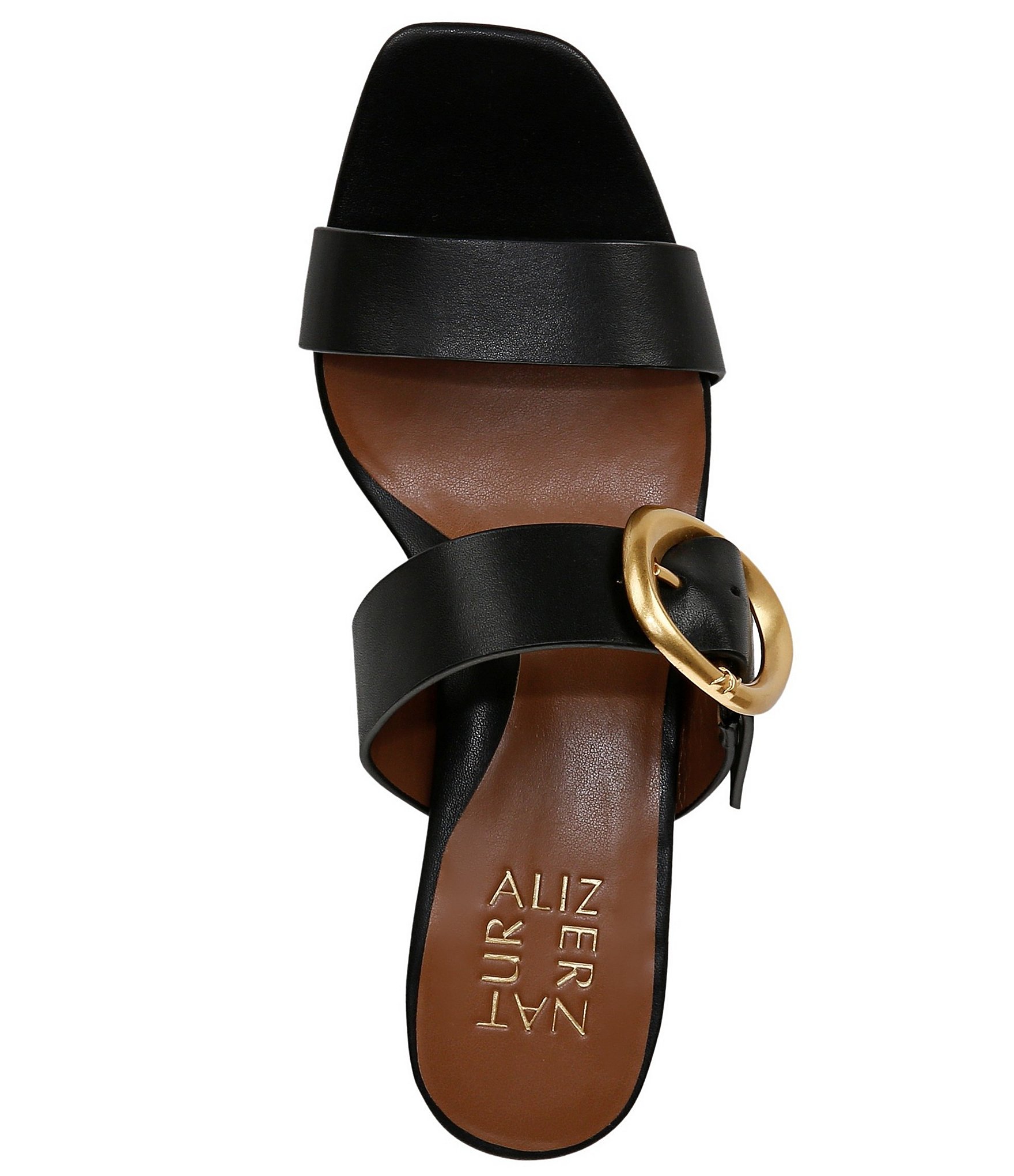 Naturalizer Ida Leather Buckle Hardware Dress Slide Sandals