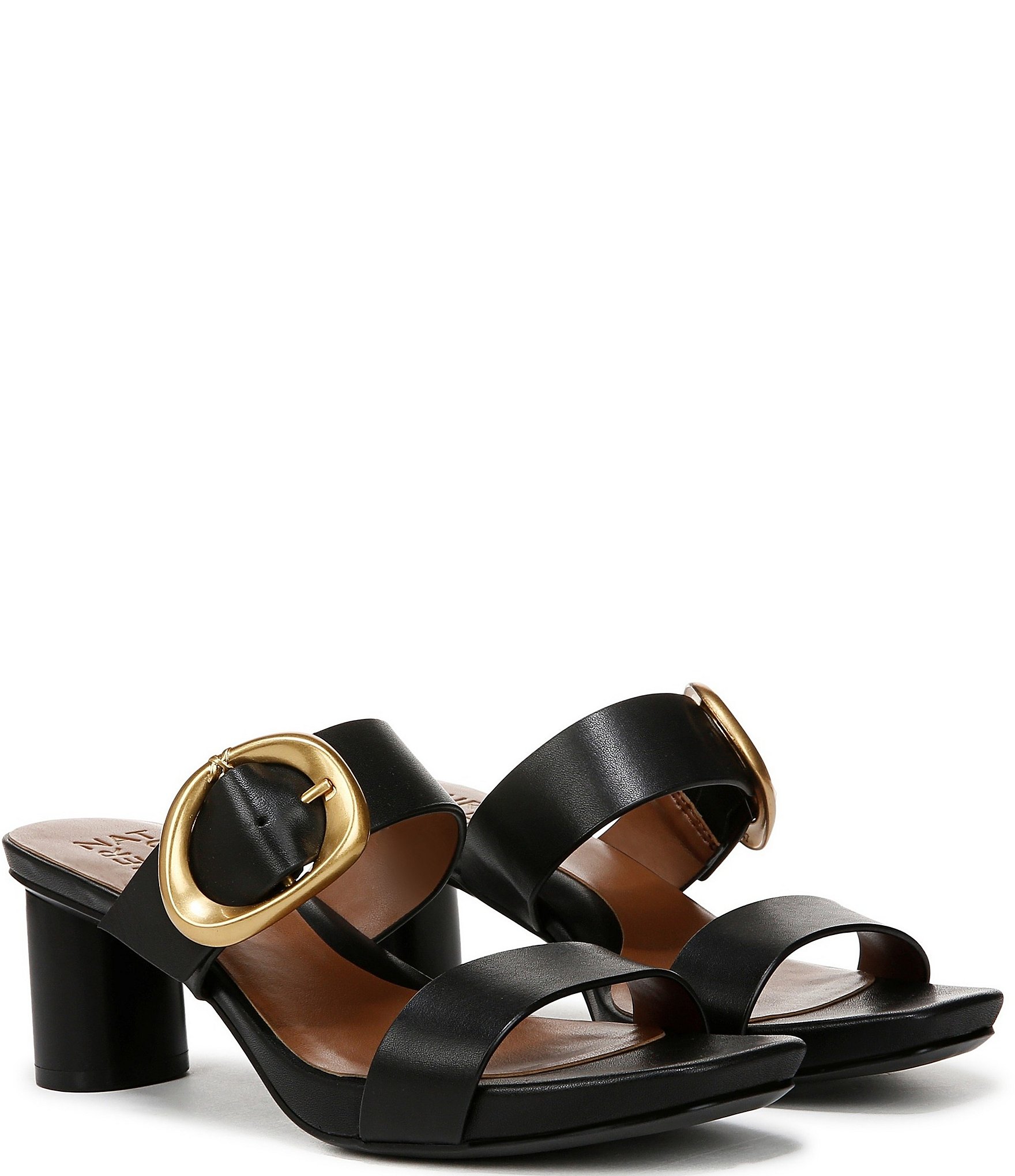 Naturalizer Ida Leather Buckle Hardware Dress Slide Sandals