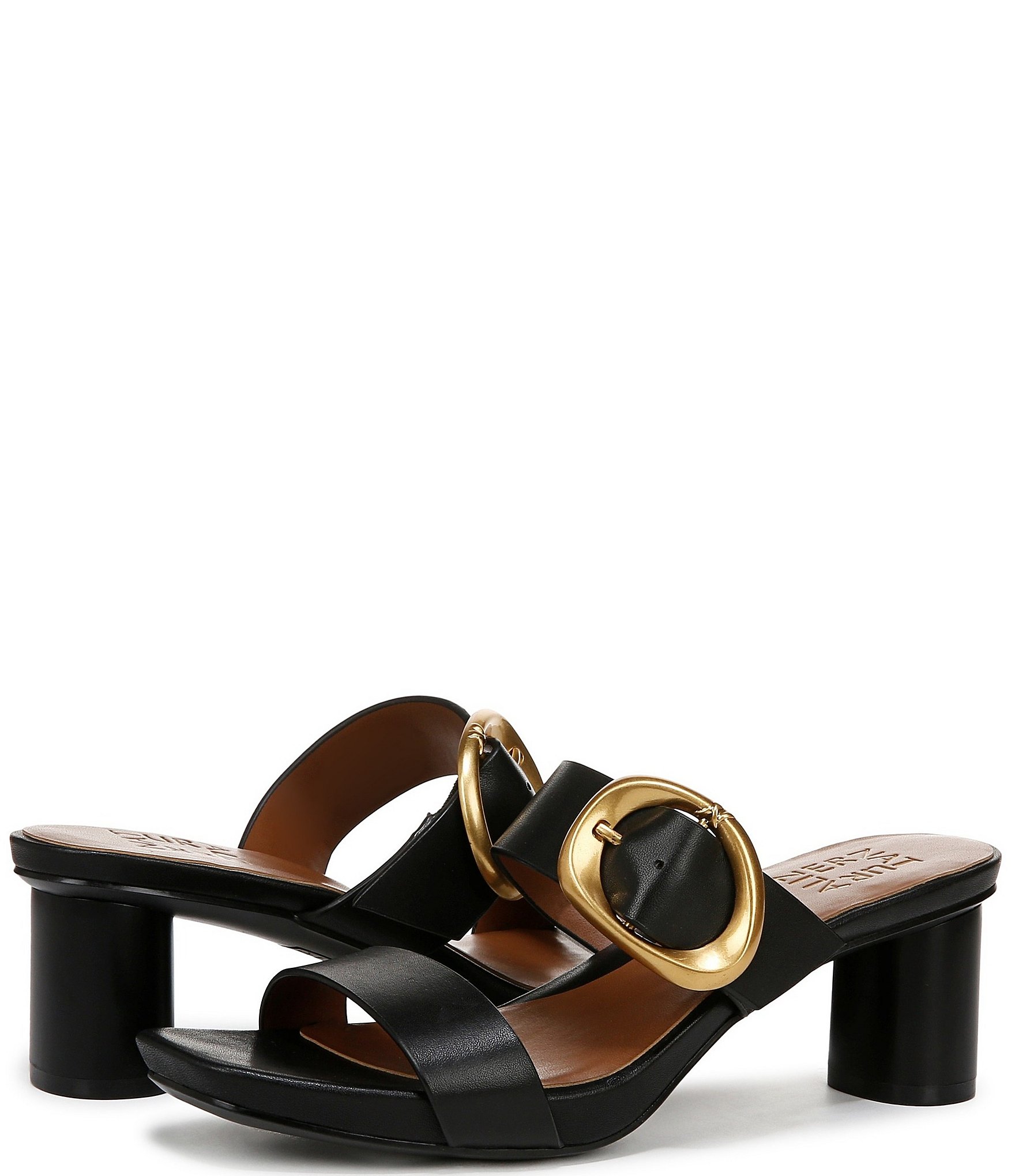 Naturalizer Ida Leather Buckle Hardware Dress Slide Sandals