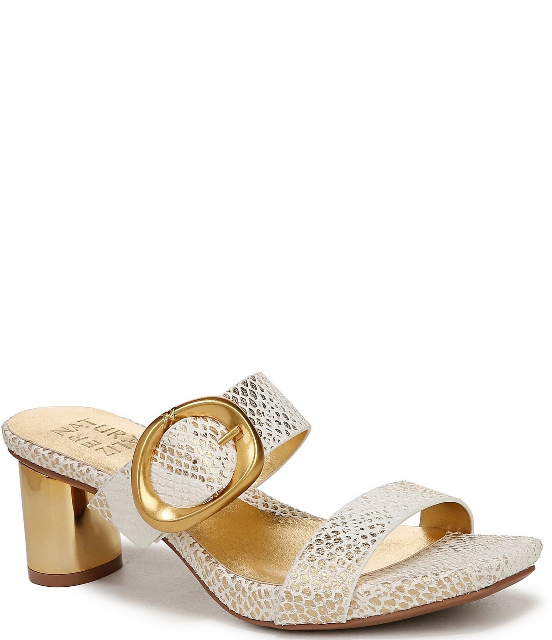 Naturalizer Ida Snake Embossed Leather Buckled Dress Slide Sandals