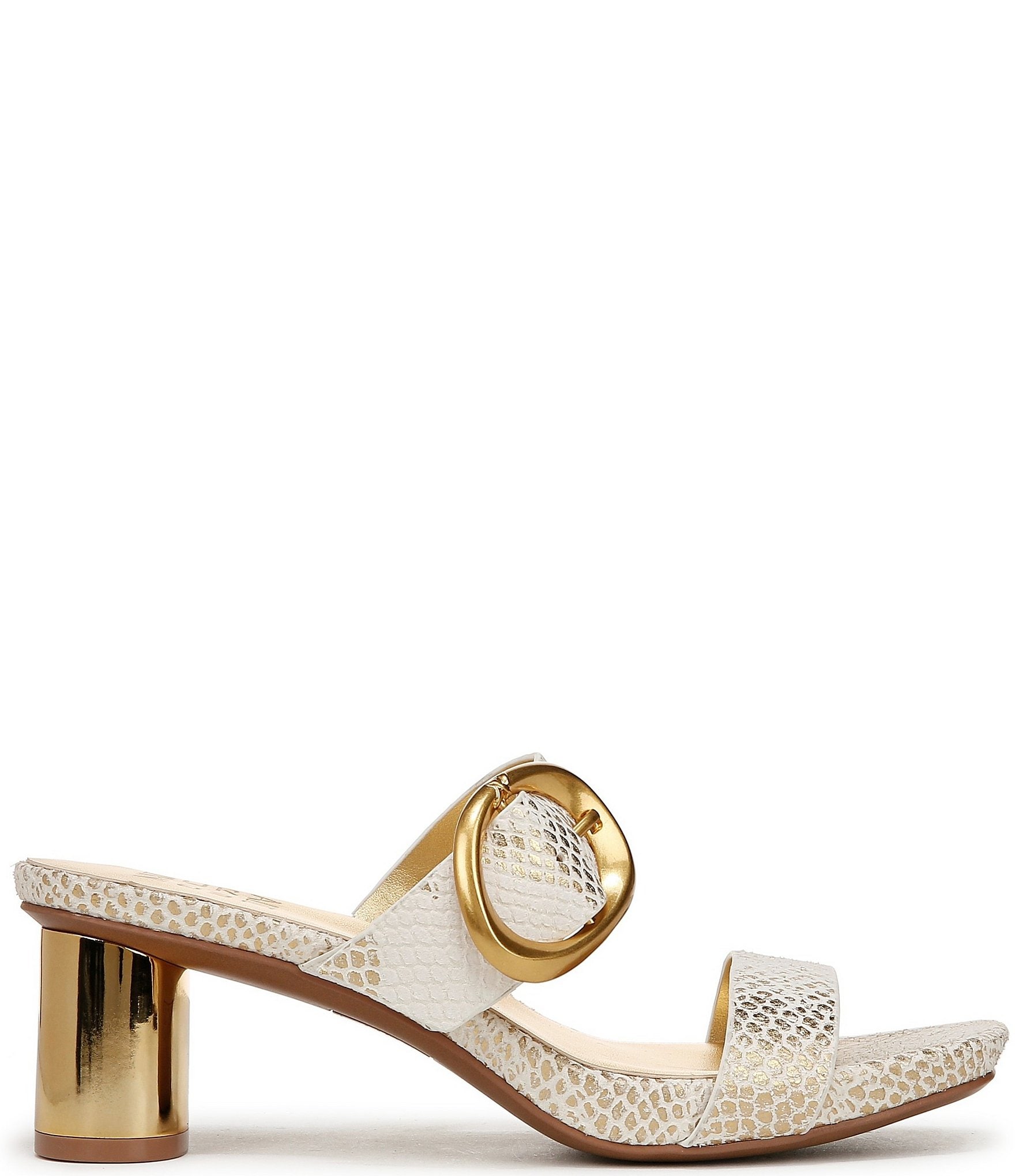 Naturalizer Ida Snake Embossed Leather Buckled Dress Slide Sandals