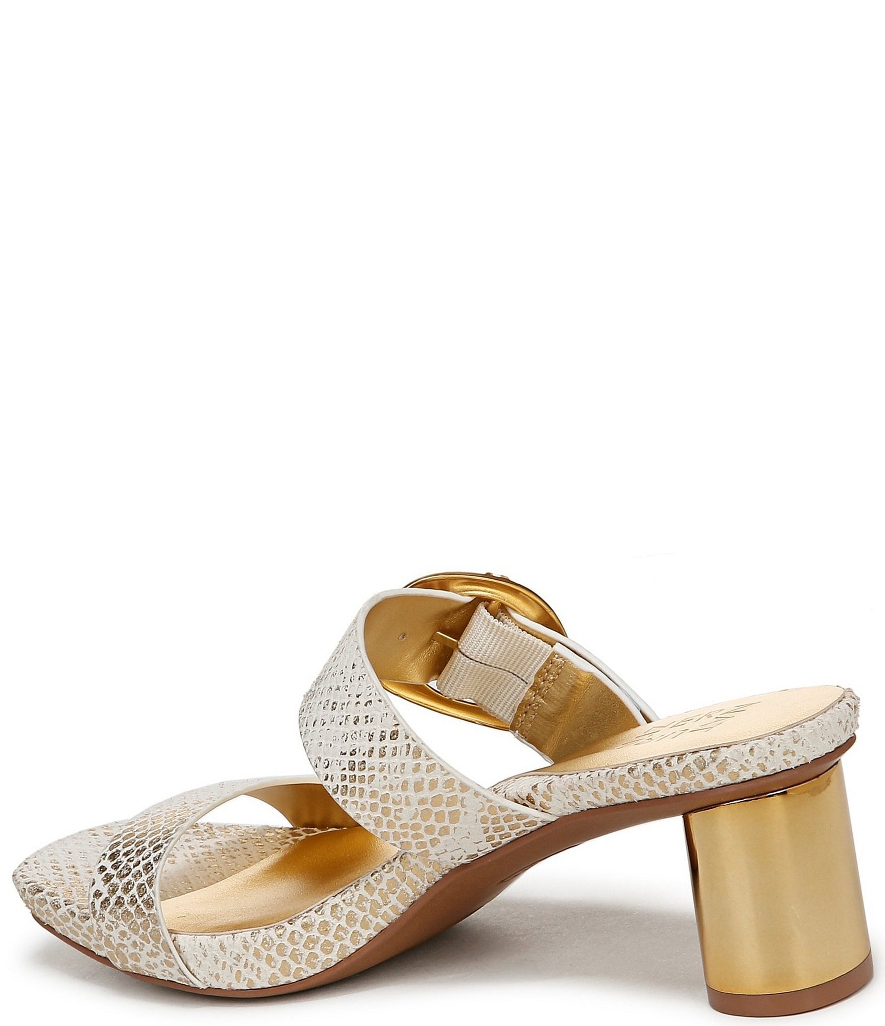 Naturalizer Ida Snake Embossed Leather Buckled Dress Slide Sandals