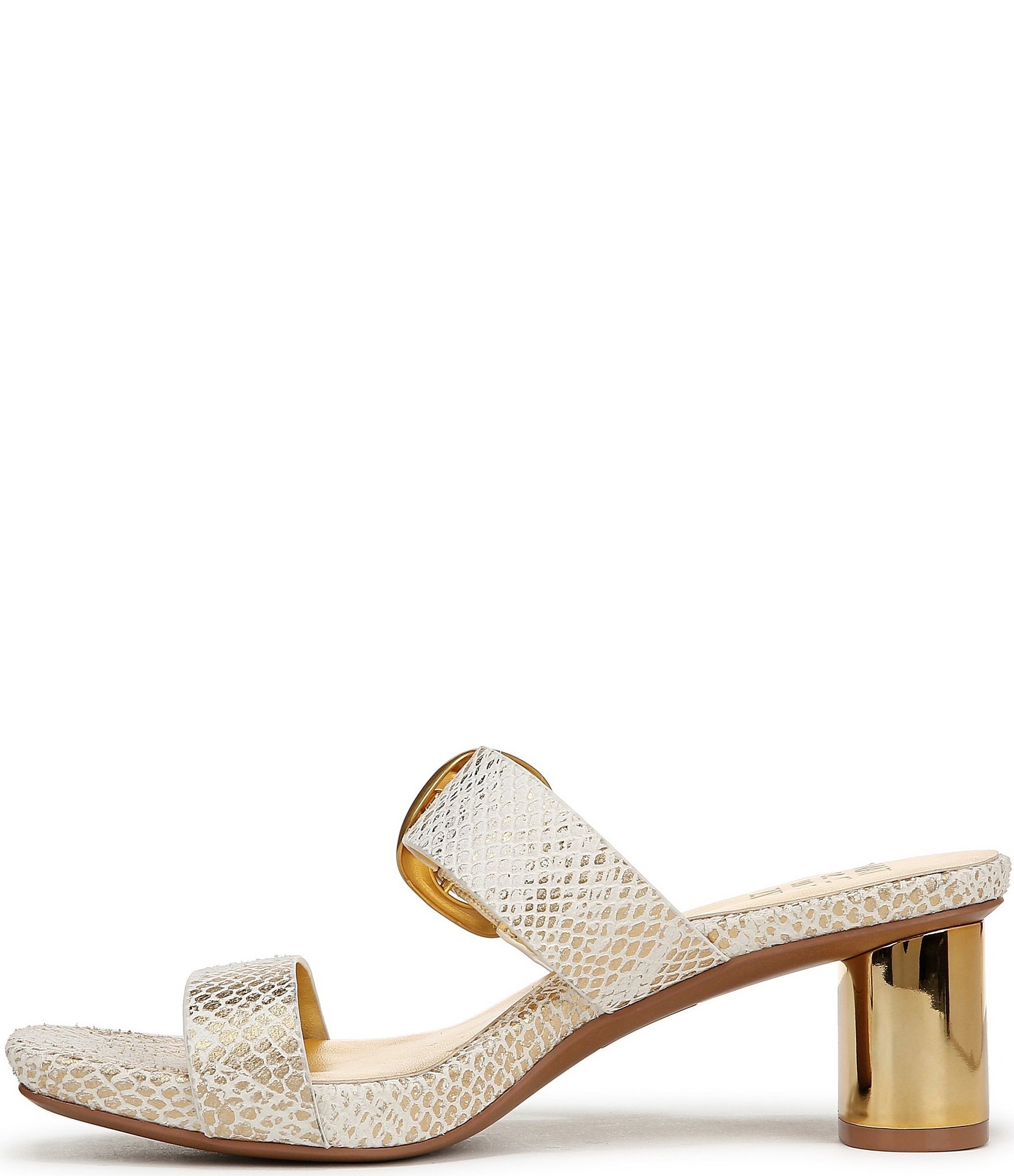 Naturalizer Ida Snake Embossed Leather Buckled Dress Slide Sandals