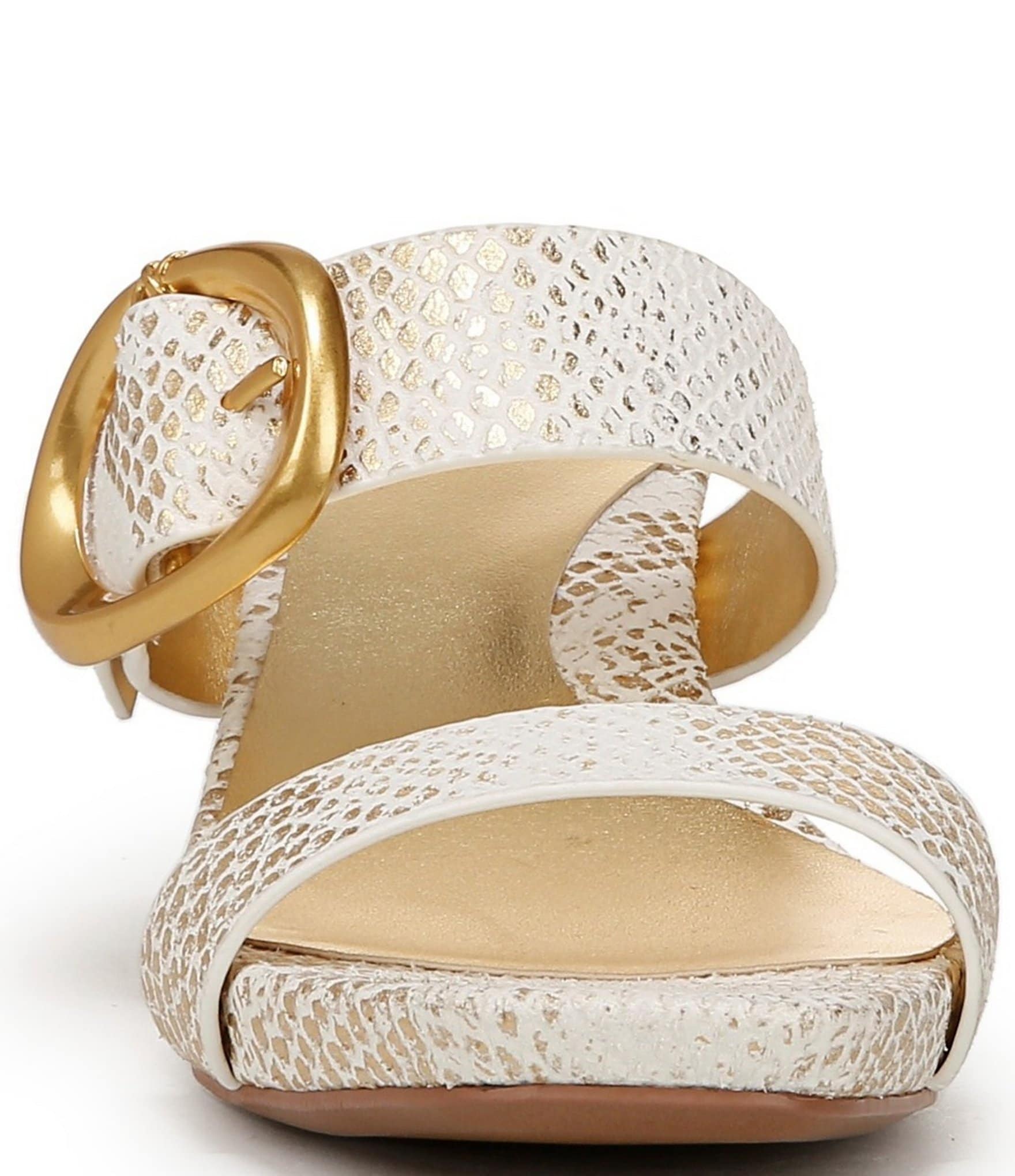 Naturalizer Ida Snake Embossed Leather Buckled Dress Slide Sandals