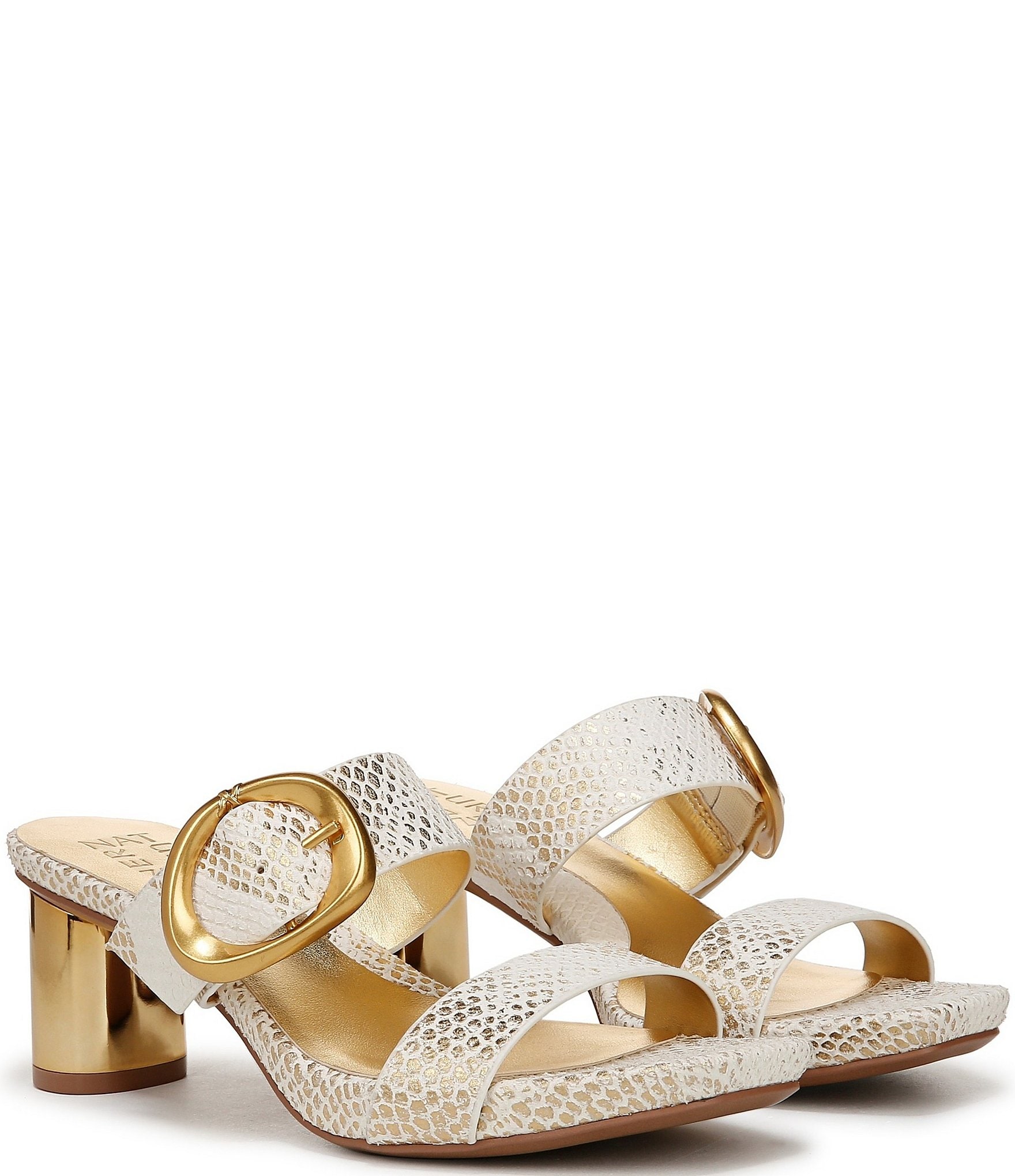 Naturalizer Ida Snake Embossed Leather Buckled Dress Slide Sandals