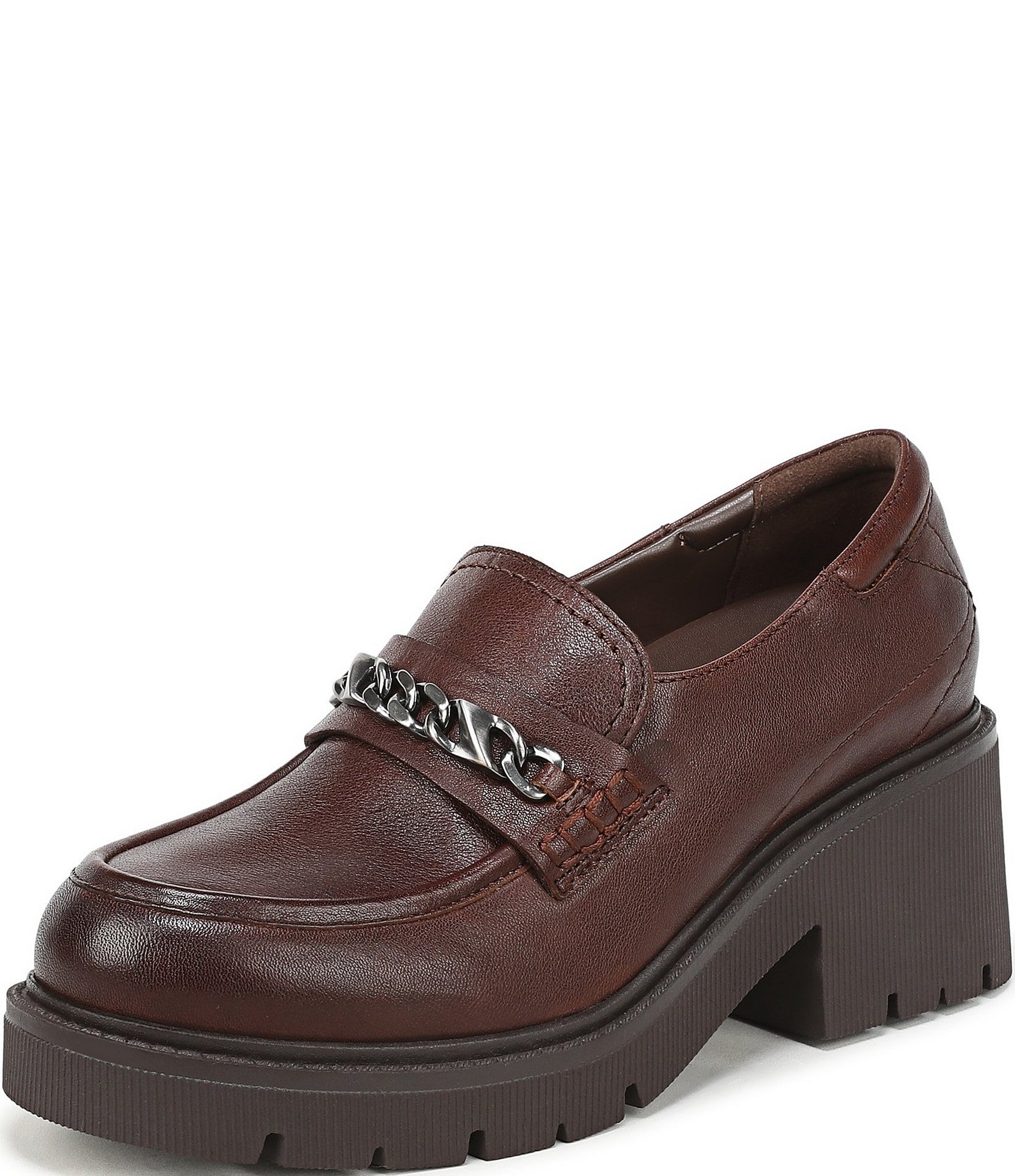 Naturalizer Jolee Leather Lug Sole Chain Loafers