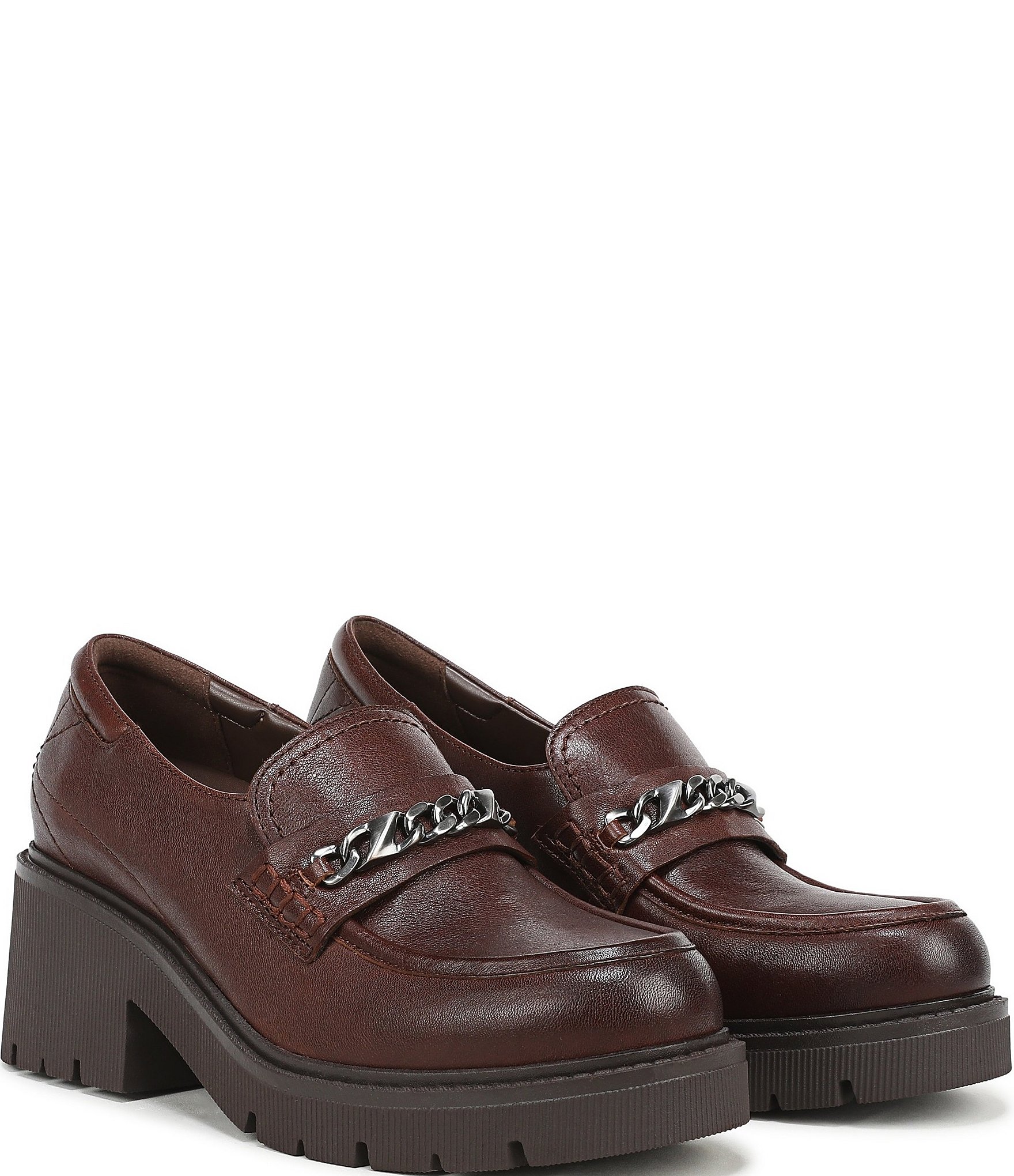 Naturalizer Jolee Leather Lug Sole Chain Loafers