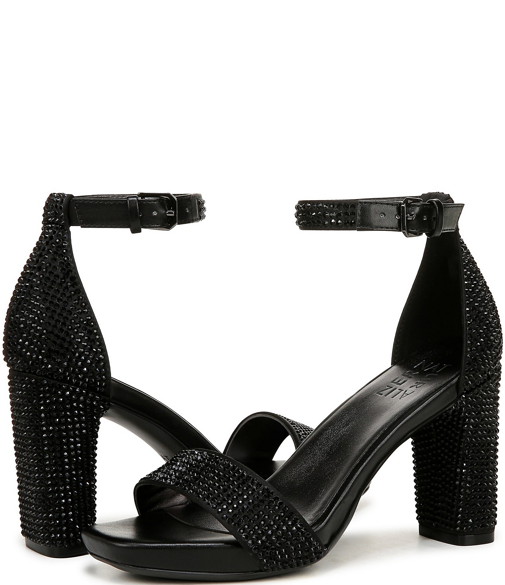 Naturalizer Joy Rhinestone Embellished Square Toe Ankle Strap Dress Sandals