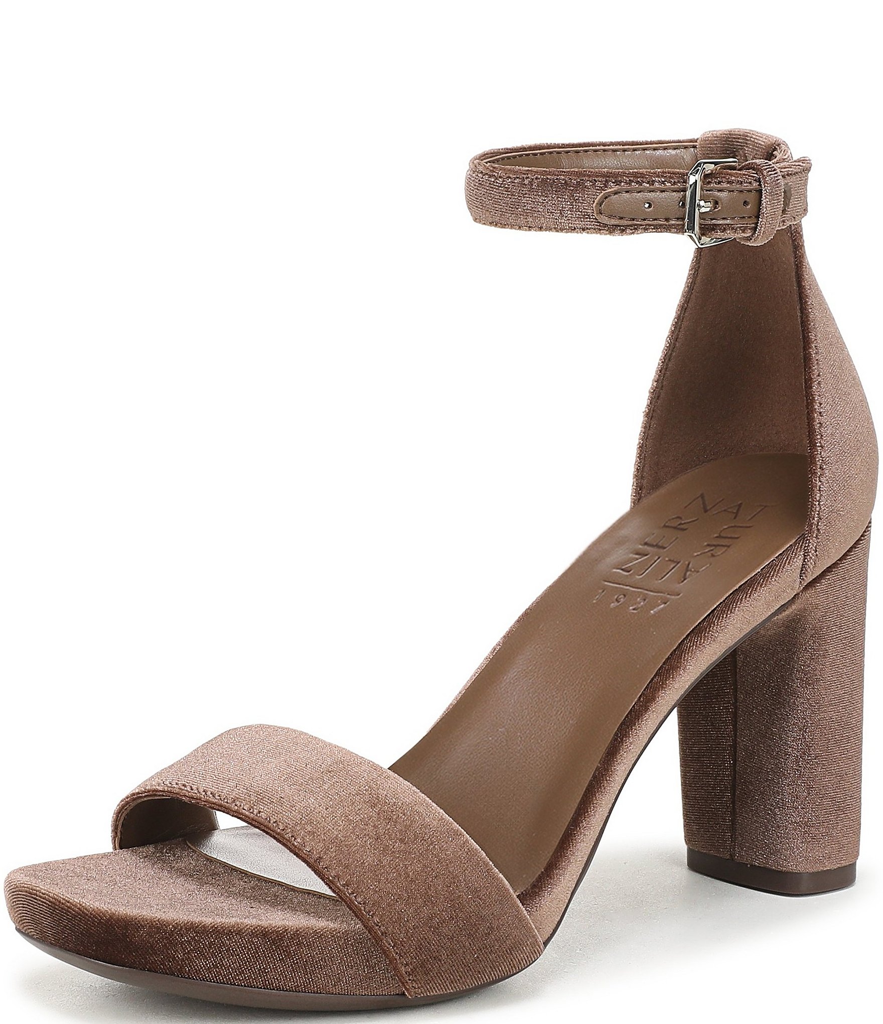 Naturalizer Joy Velvet Square Toe Ankle Strap Dress Sandals