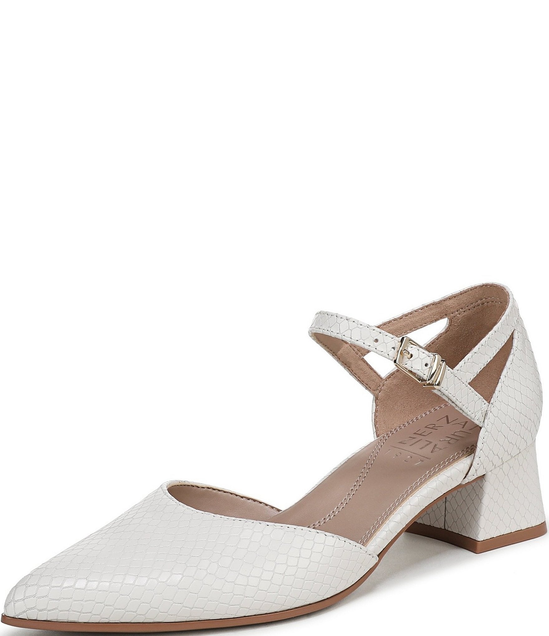 Naturalizer Maddox Snake Embossed Leather Ankle Wrap Pumps