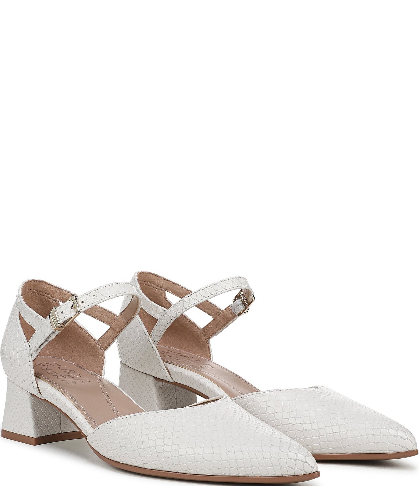 Naturalizer Maddox Snake Embossed Leather Ankle Wrap Pumps