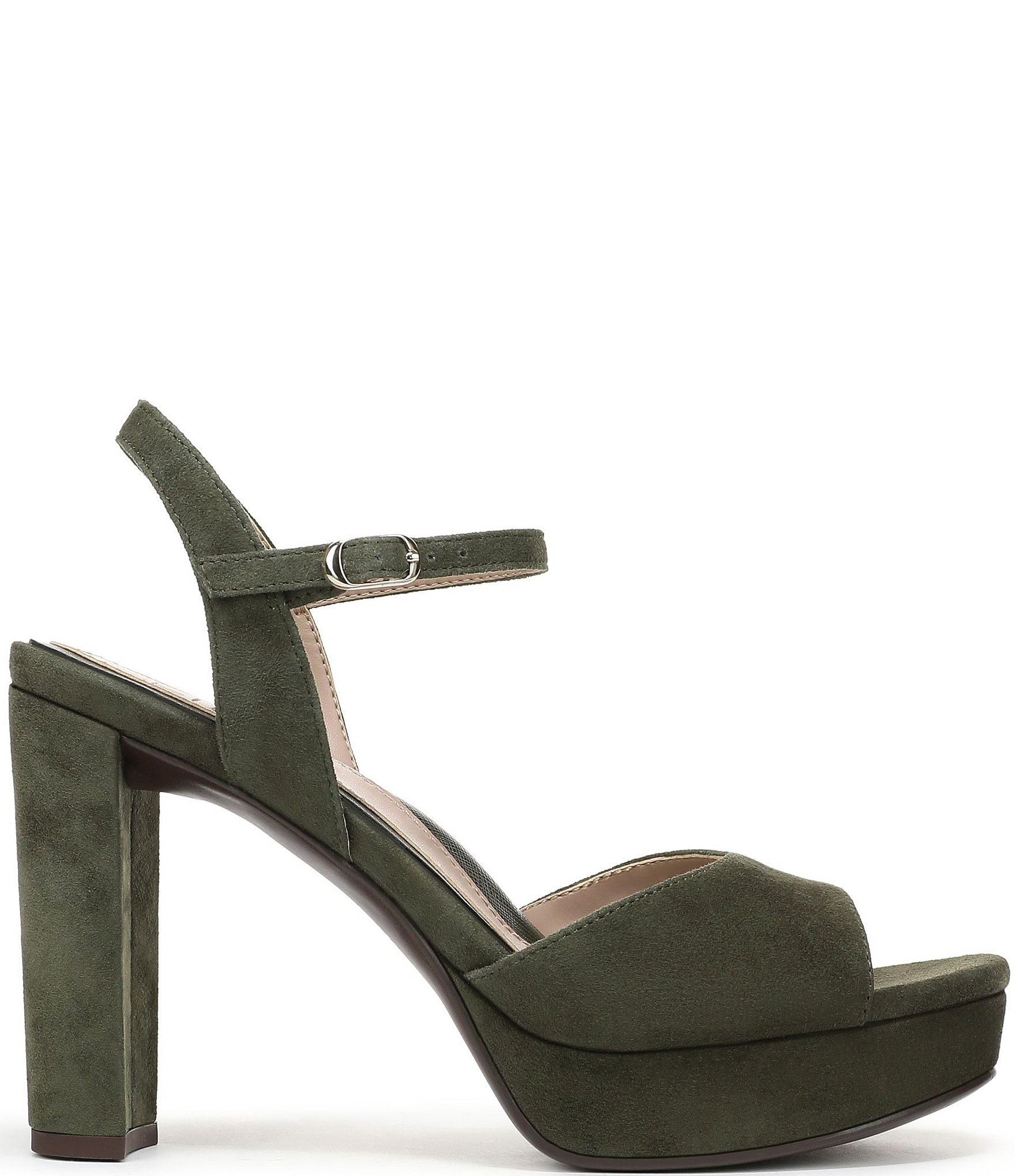 Naturalizer Marigold Suede Ankle Strap Platform Block Heel Sandals