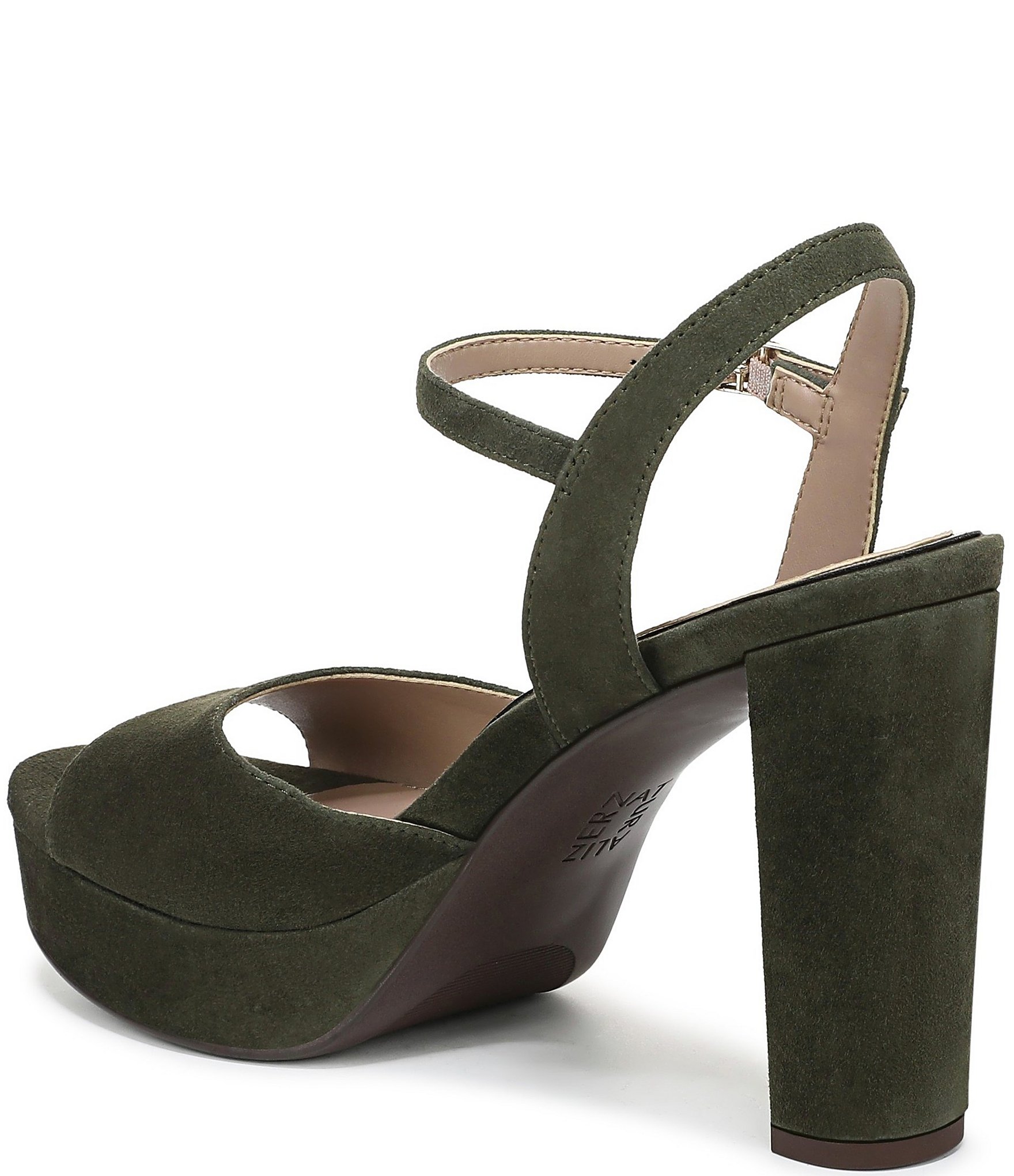 Naturalizer Marigold Suede Ankle Strap Platform Block Heel Sandals