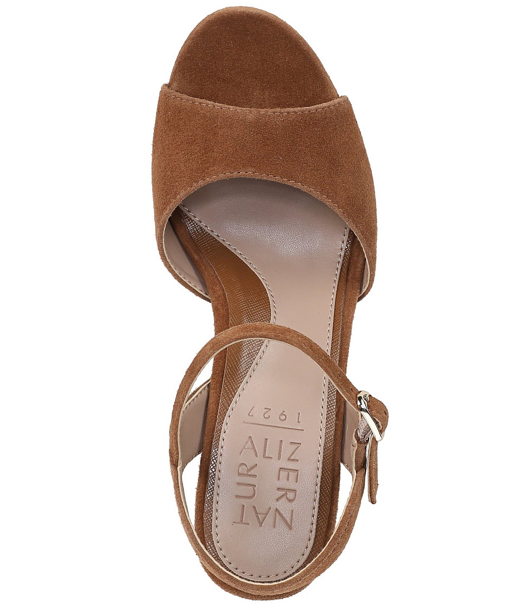 Naturalizer Marigold Suede Ankle Strap Platform Block Heel Sandals