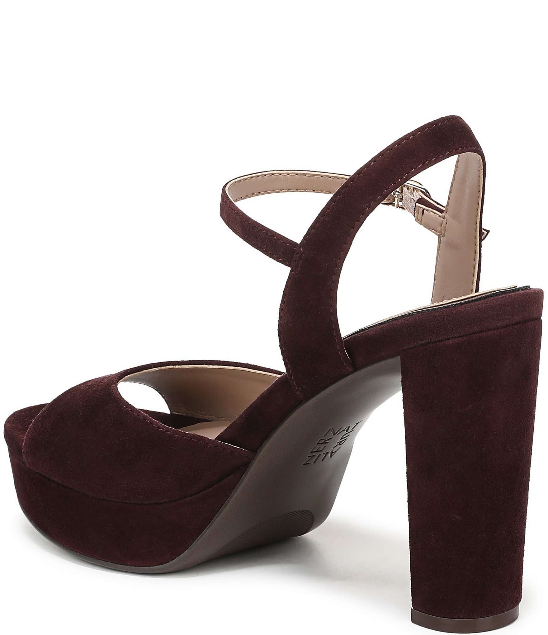 Naturalizer Marigold Suede Ankle Strap Platform Block Heel Sandals