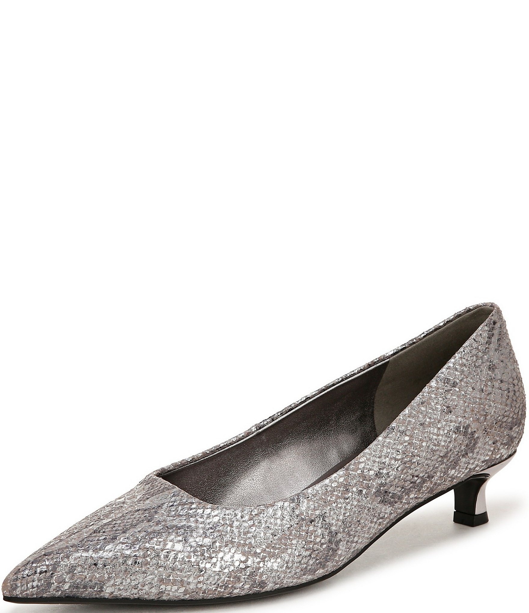 Naturalizer Natalia Snake Skin Leather Kitten Heel Pointy Toe Leather Pumps