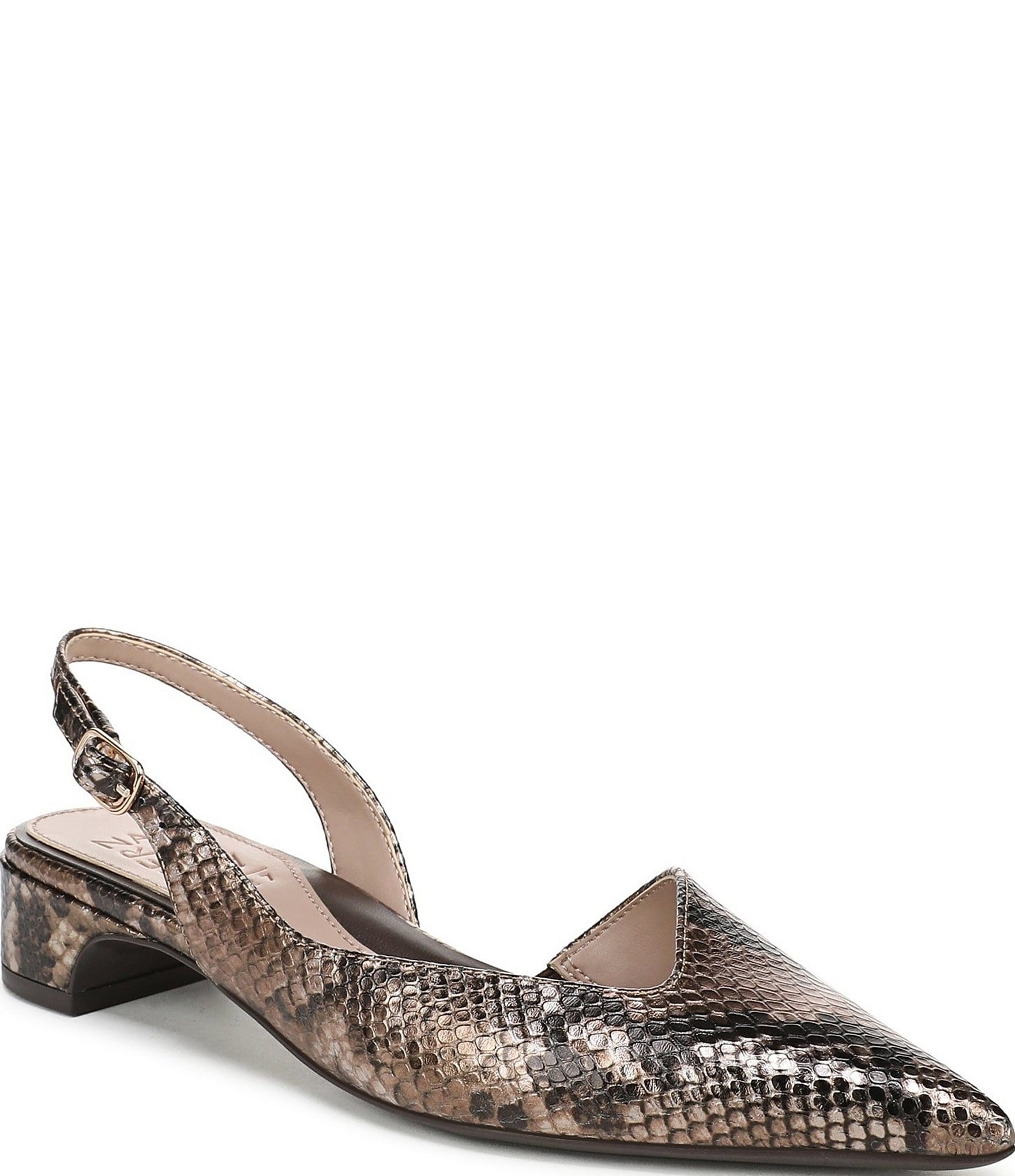 Naturalizer Rhett Metallic Snake Print Leather Pointed Toe Slingback Pumps