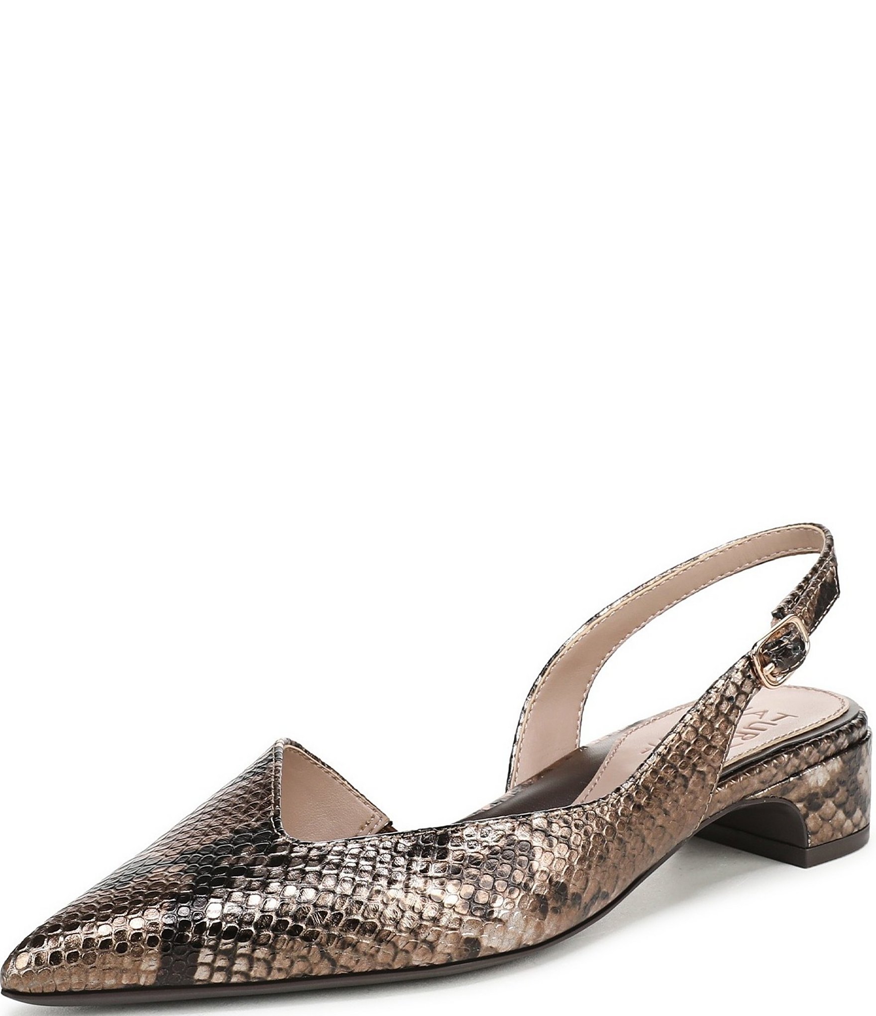 Naturalizer Rhett Metallic Snake Print Leather Pointed Toe Slingback Pumps