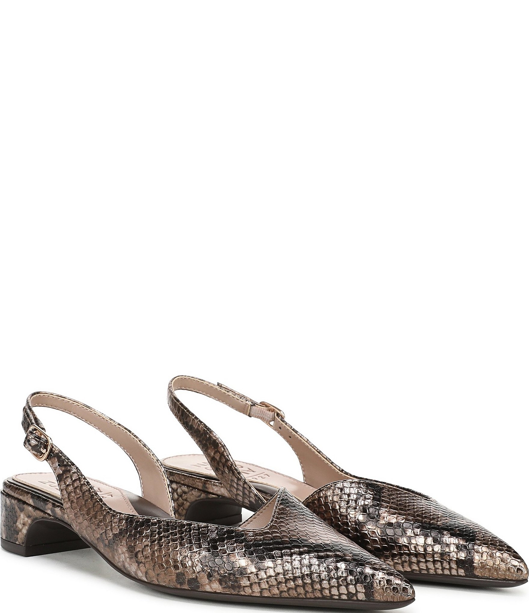 Naturalizer Rhett Metallic Snake Print Leather Pointed Toe Slingback Pumps