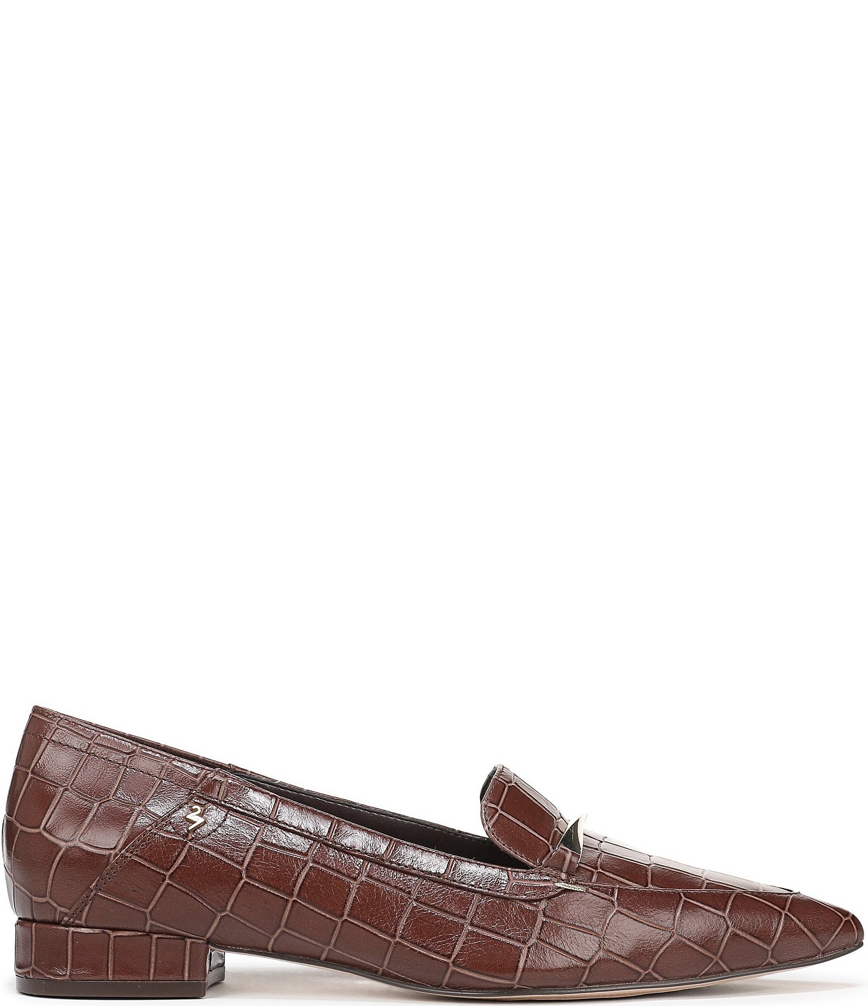 Naturalizer Sheila Croco Embossed Leather Bar Hardware Loafers