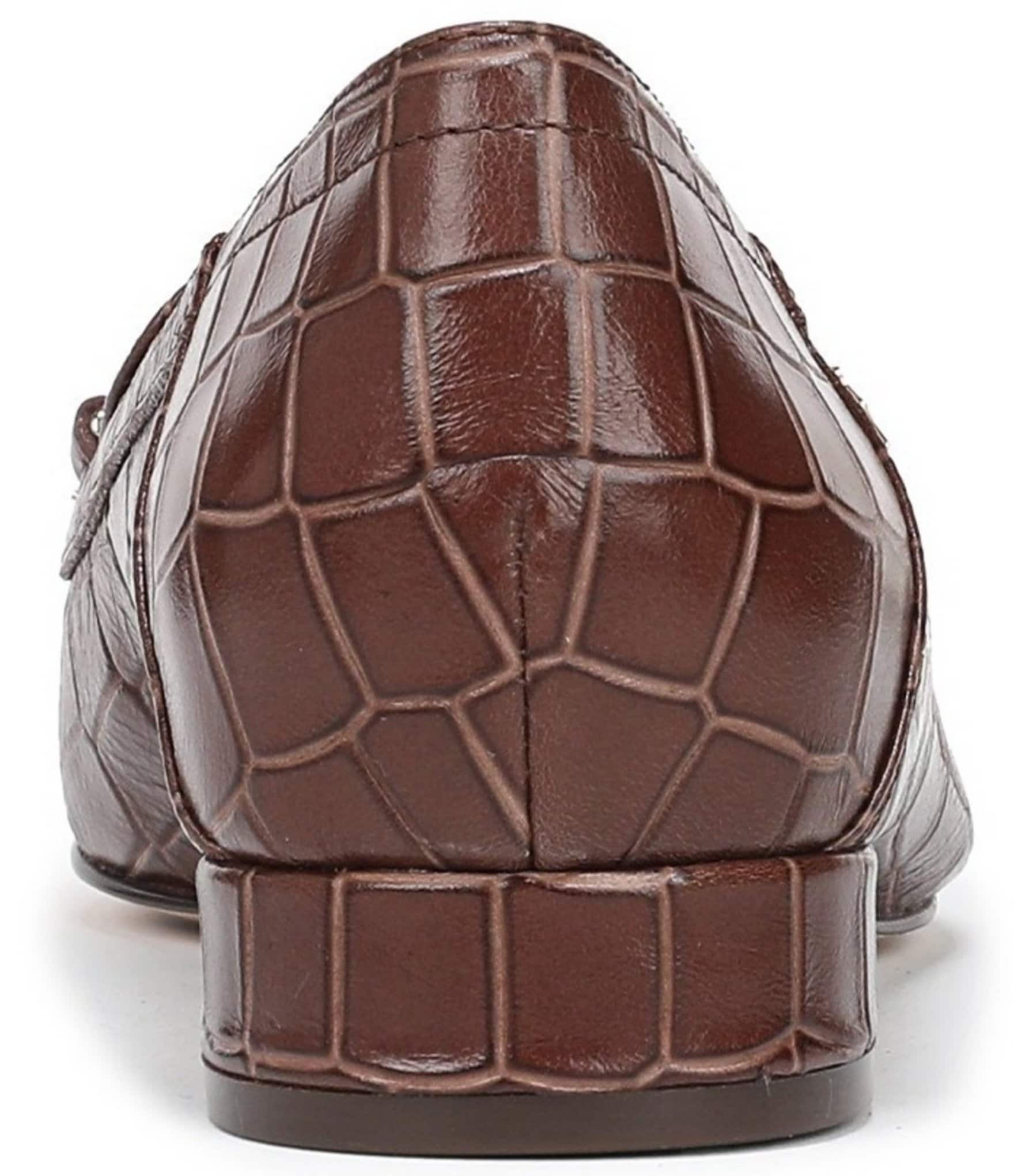 Naturalizer Sheila Croco Embossed Leather Bar Hardware Loafers