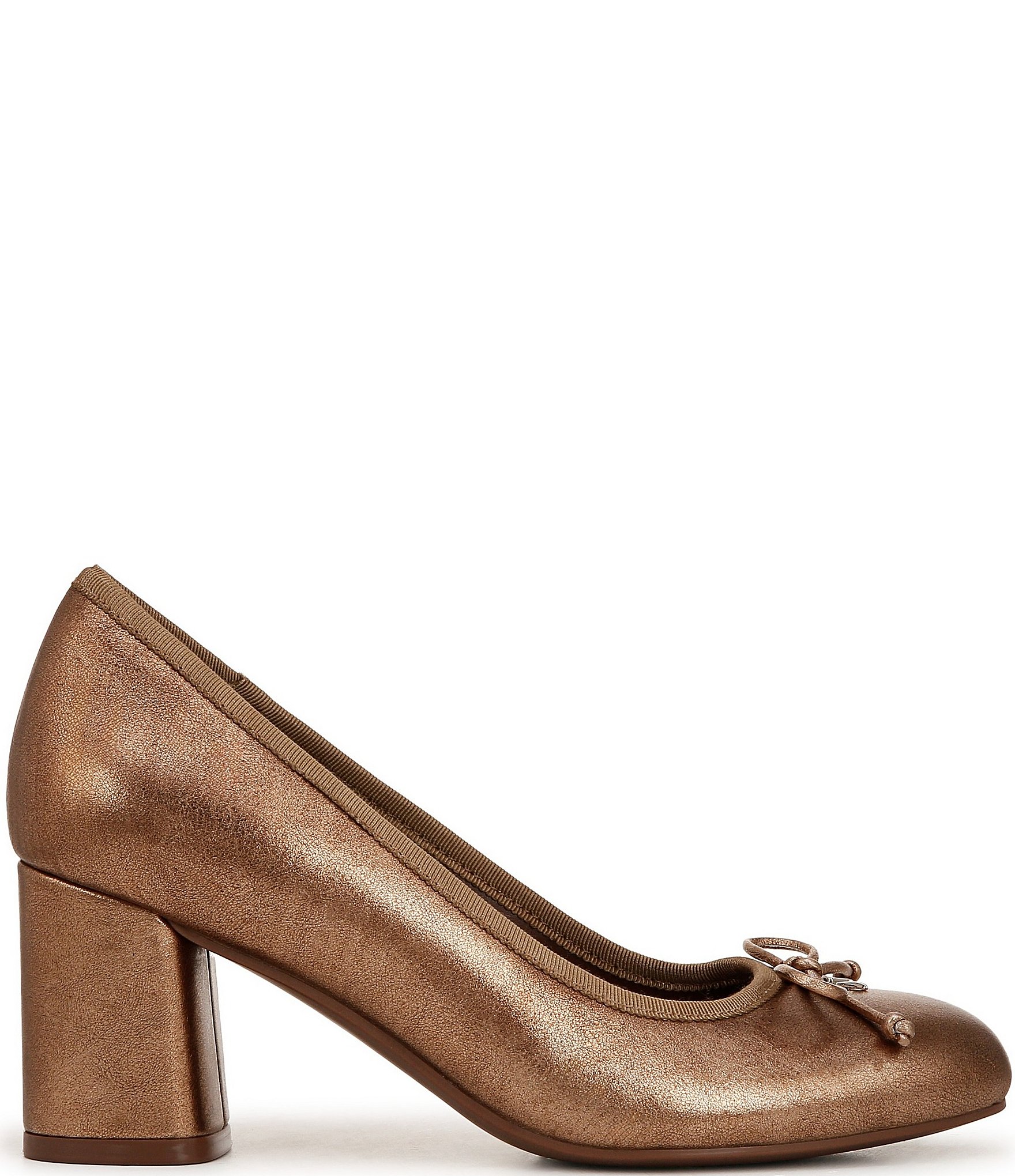 Naturalizer Sienna Leather Block Heel Bow Pumps