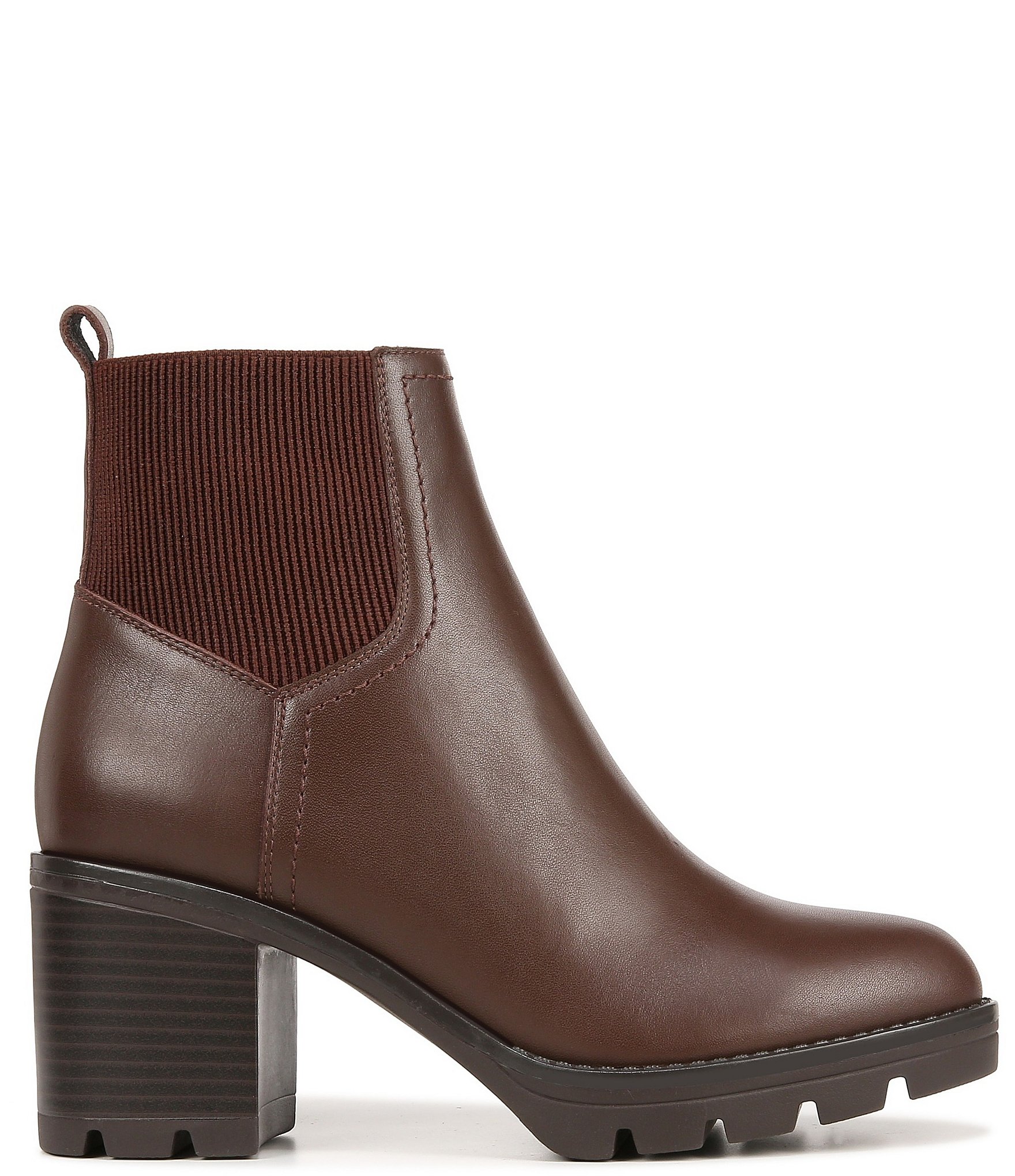 Naturalizer Verney Weatherproof Leather Block Heel Chunky Lug Sole Chelsea Platform Booties