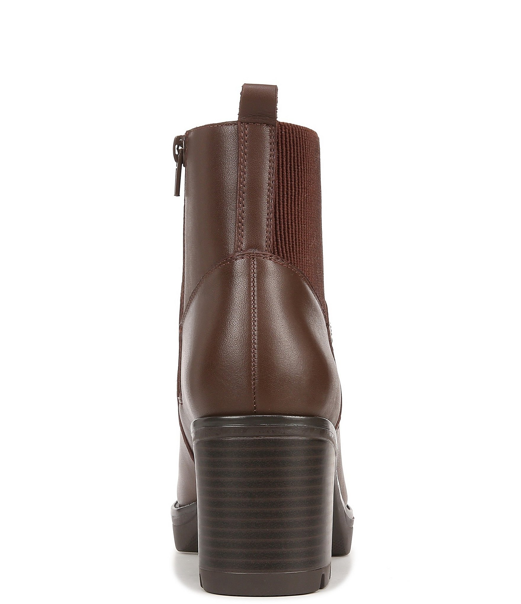 Naturalizer Verney Weatherproof Leather Block Heel Chunky Lug Sole Chelsea Platform Booties