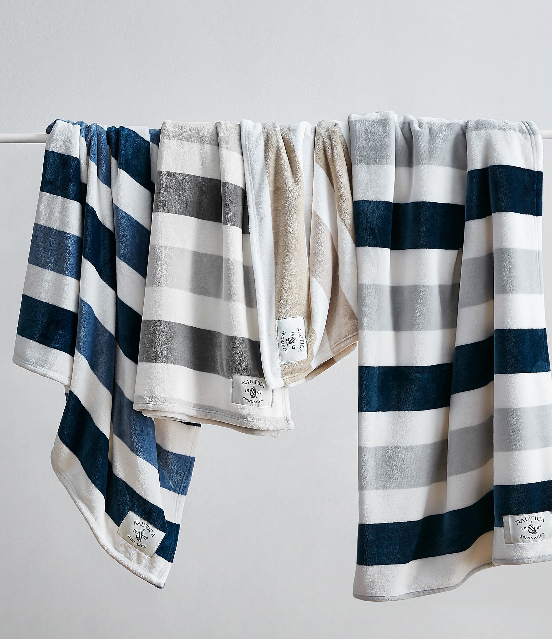Nautica Awning Striped Flannel Throw