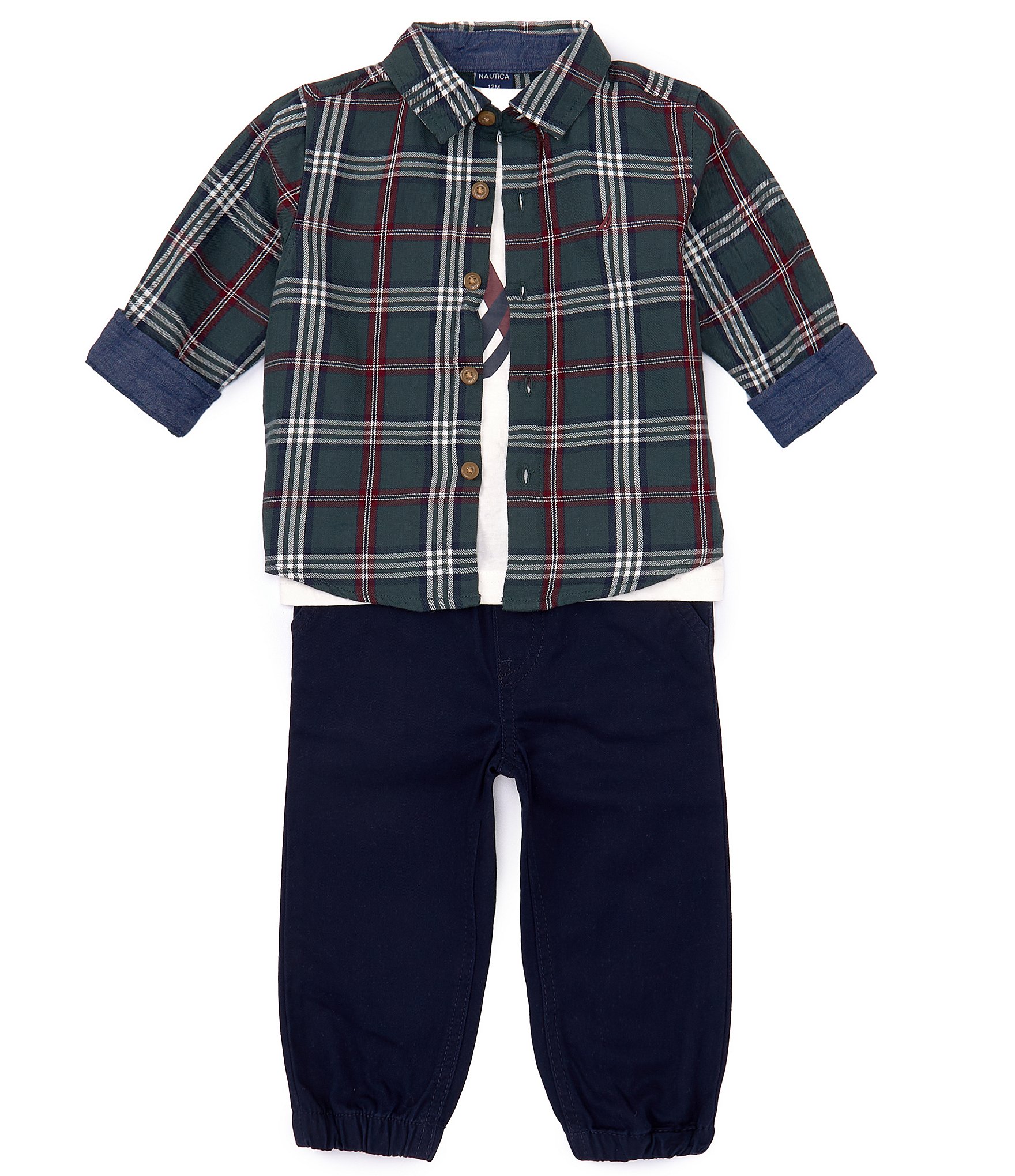 Nautica Baby Boys 12-24 Months Long Sleeve Multi Plaid Button-Up Woven ...