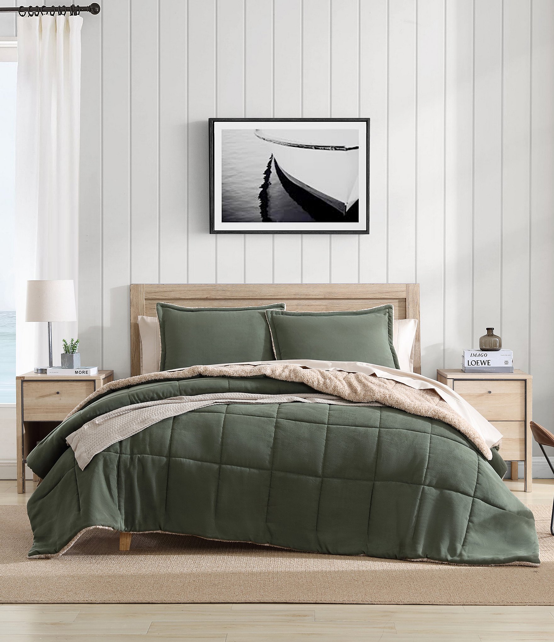 Nautica Beckett Green Brushed Microsuede Reversible Comforter Mini Set ...