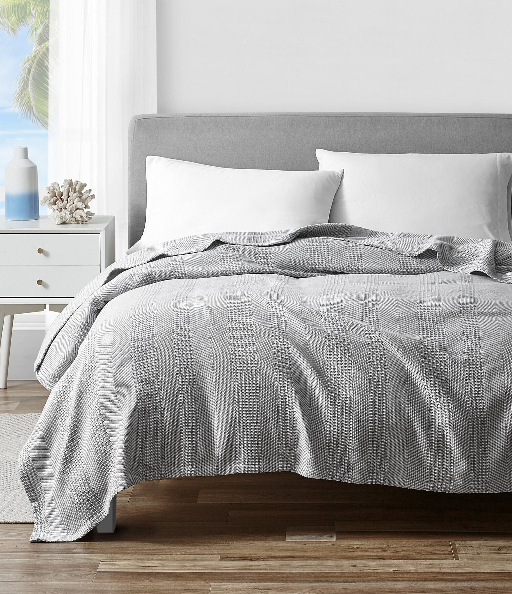 Nautica Chevron Grey Bed Blanket | Dillard's