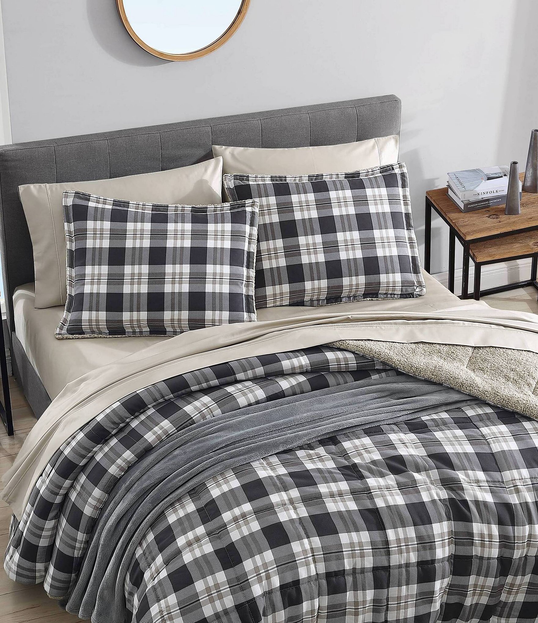 Nautica Lewes Grey Microsuede Reversible Comforter Mini Set