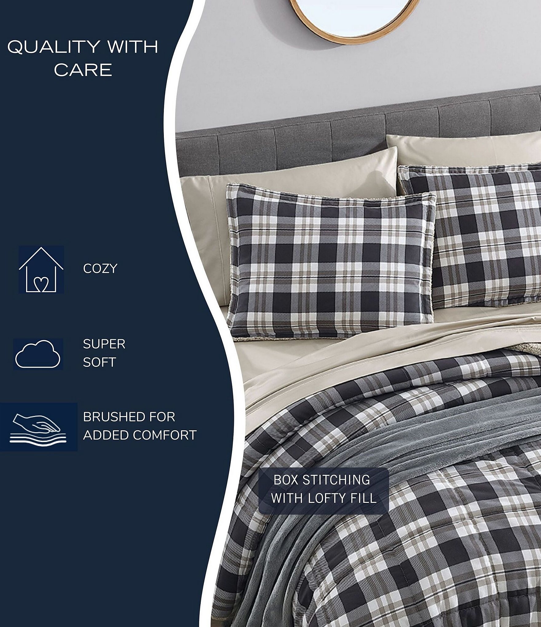 Nautica Lewes Grey Microsuede Reversible Comforter Mini Set