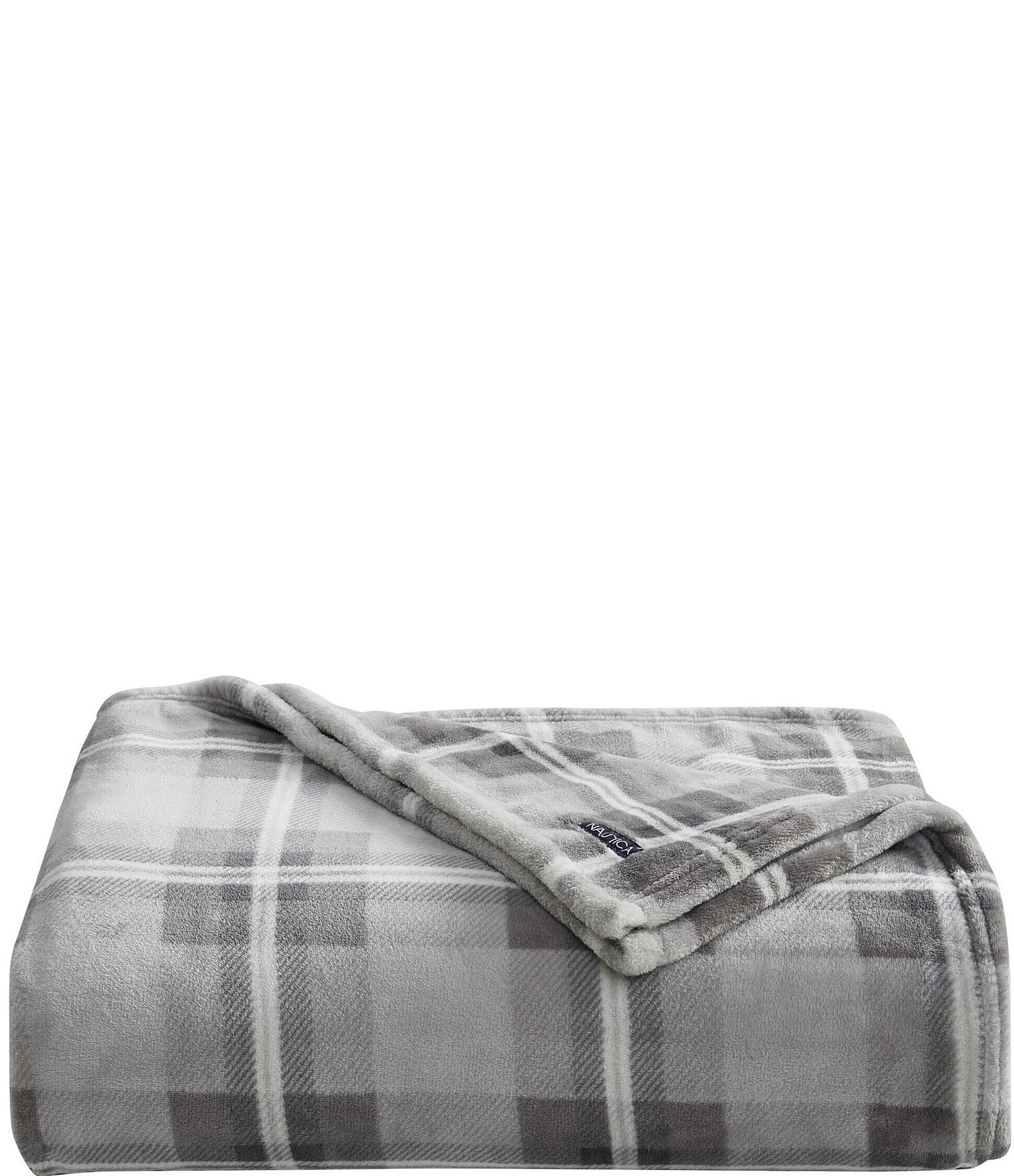Nautica Lewes Grey Ultra Soft Plush Bed Blanket Dillard's