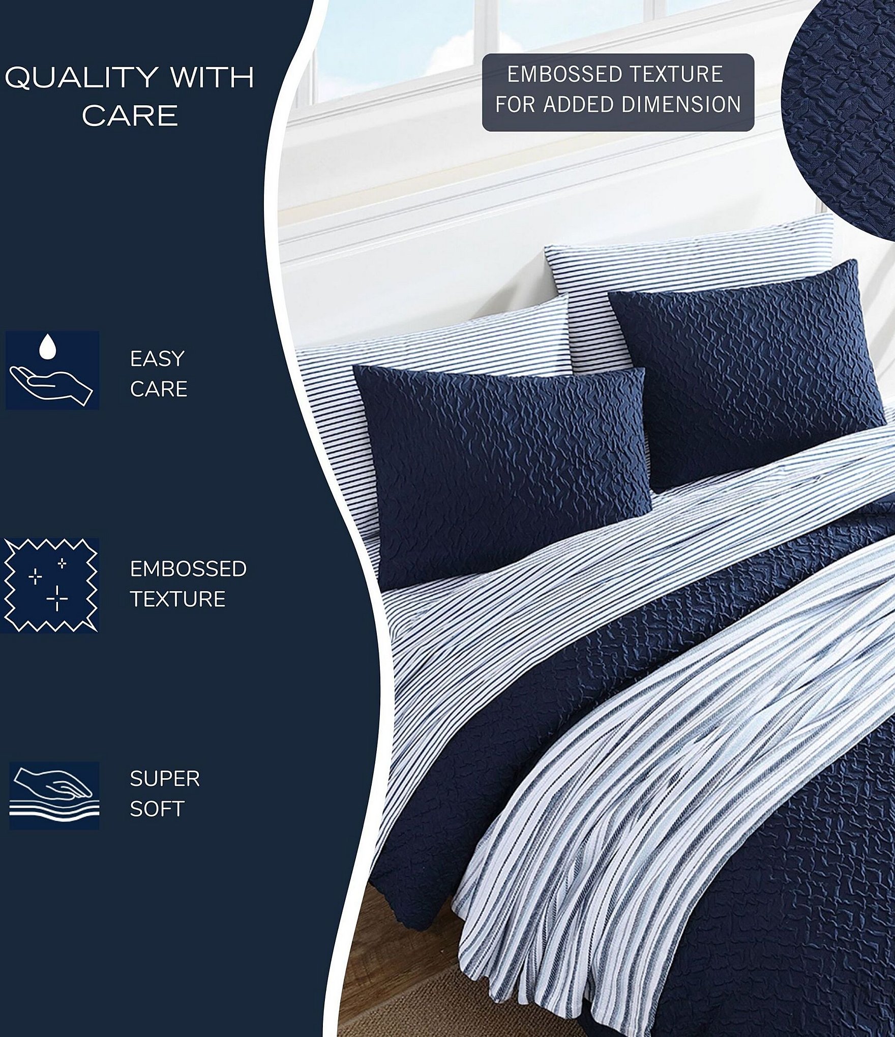 Nautica Point Harbor Navy Embossed Reversible Mini Comforter Set