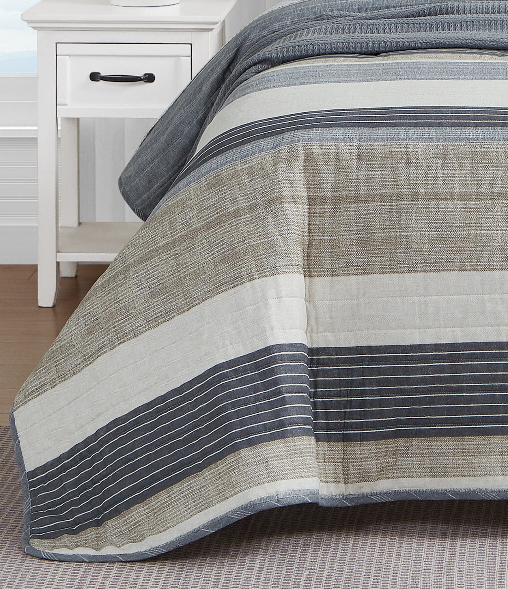 Nautica Ridgeport Striped Cotton Reversible Quilt Mini Set