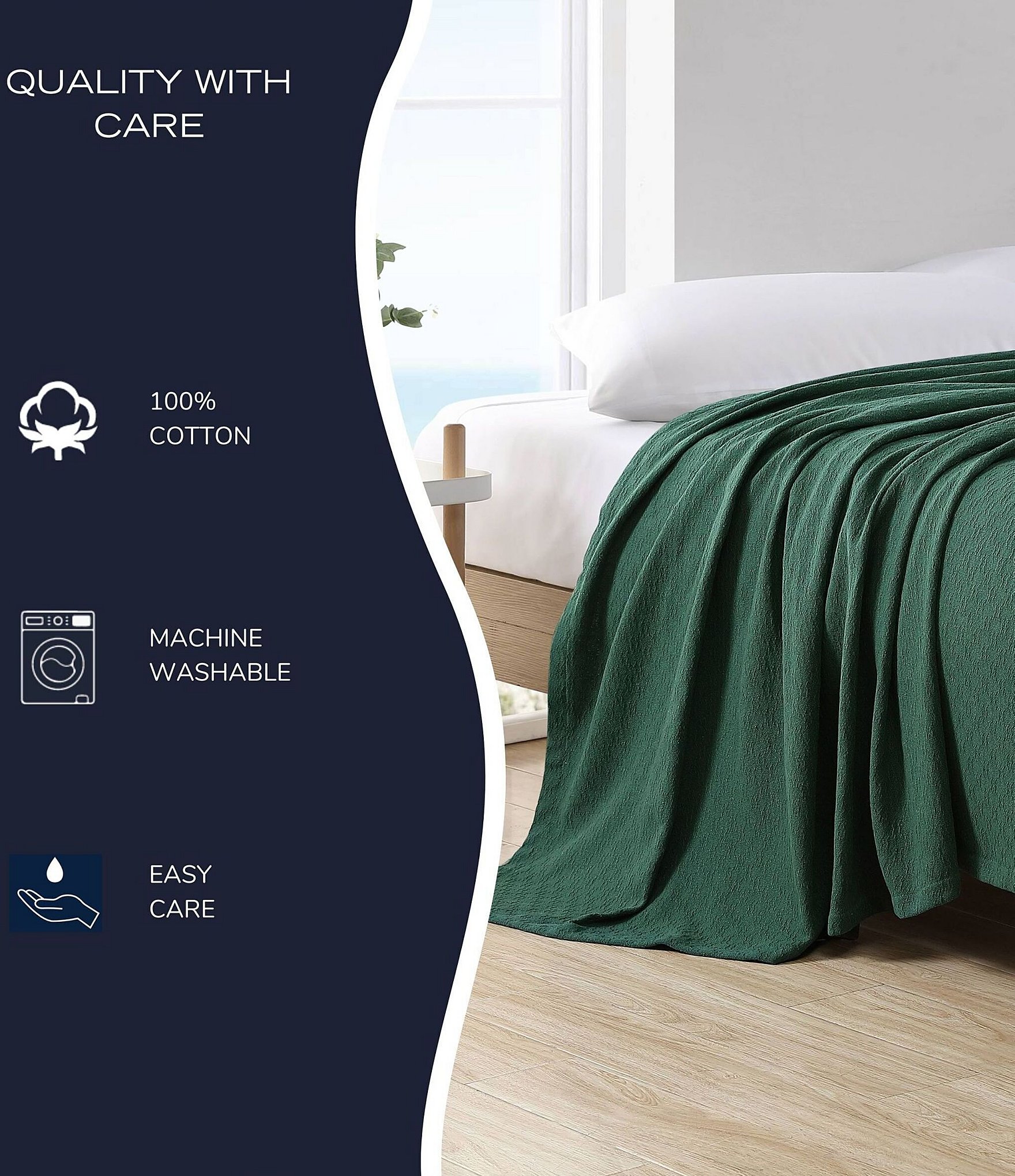 Nautica Ripple Textured Cove Cotton Dobby Bed Blanket