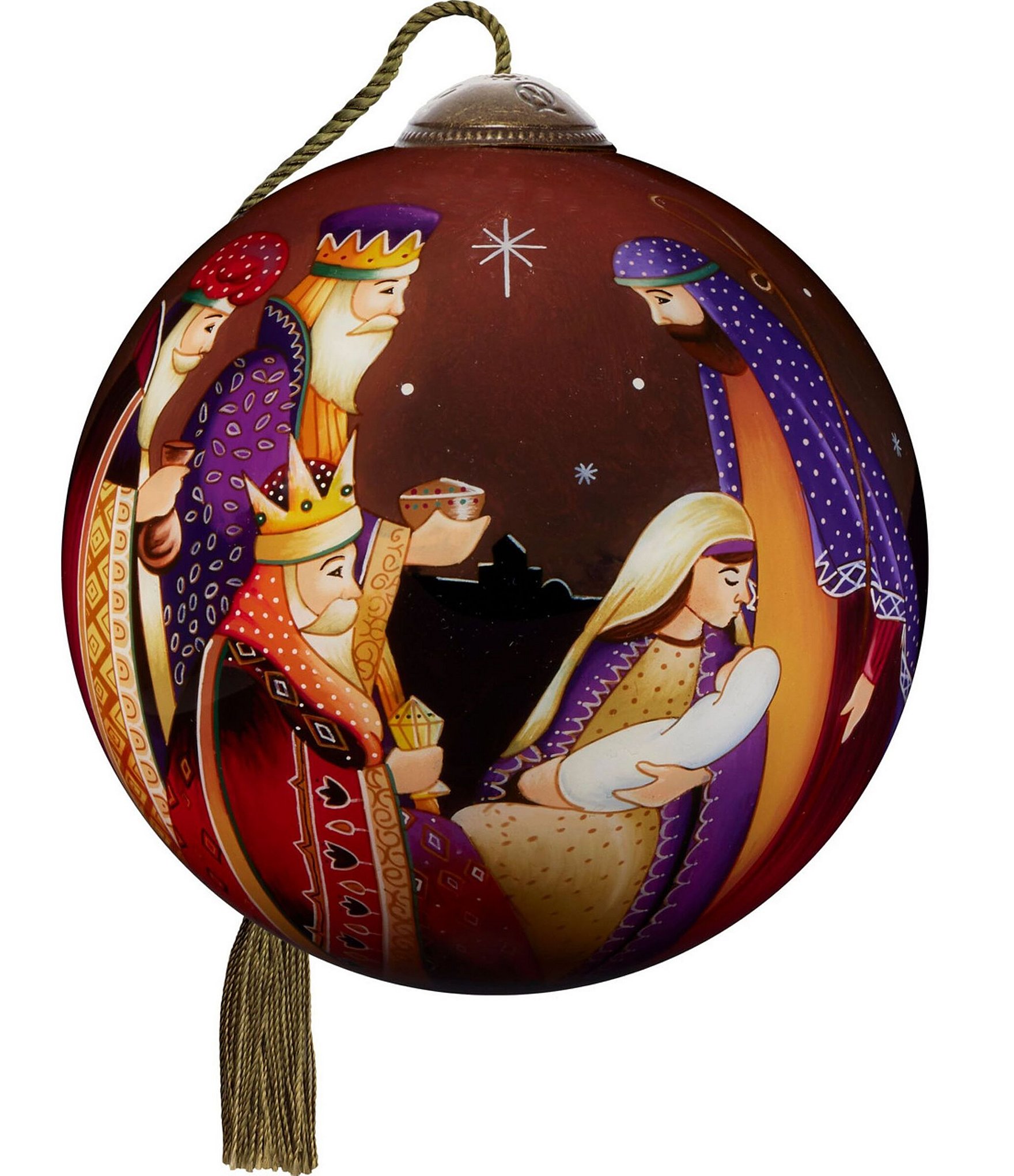 Ne' Qwa Art Christ The Savior Is Born Hand Painted Blown Glass Ornament