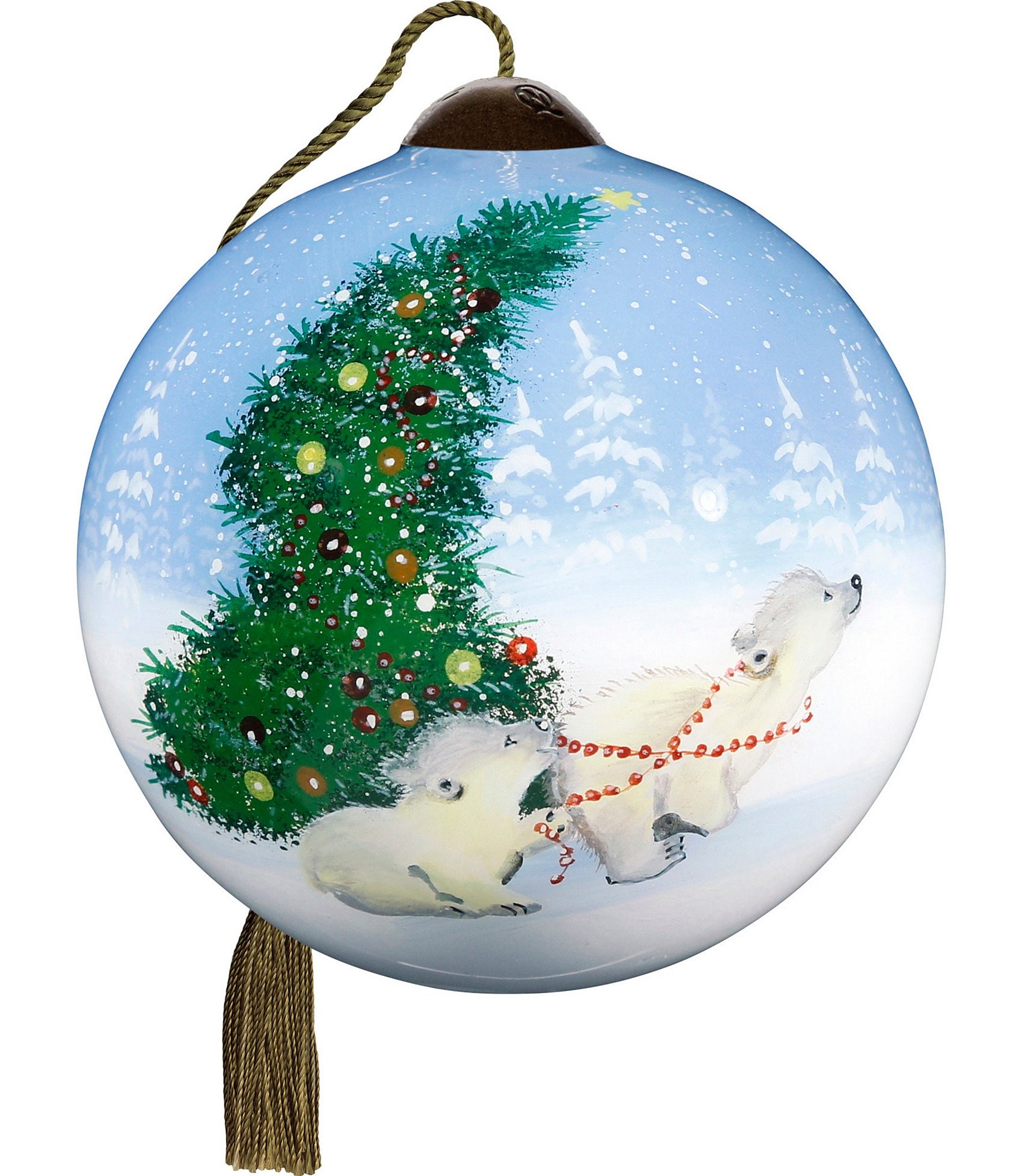 Retired store Ne Qwa caroling pandas Christmas ornament