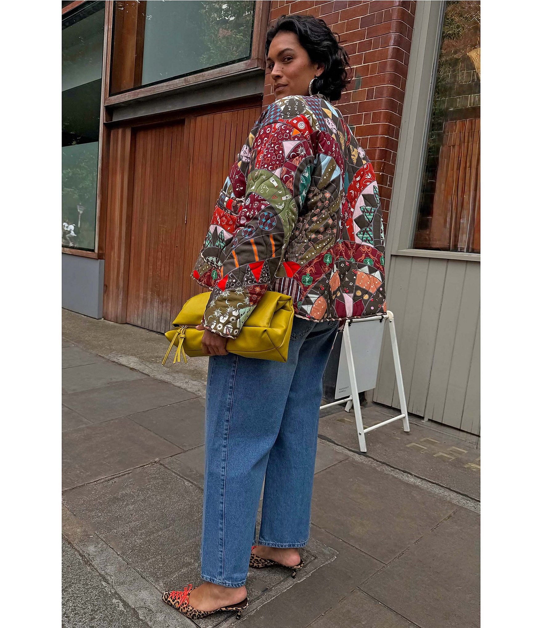 Never Fully Dressed Casablanca Printed Reversible Round Neck Long Sleeve Quilted Coat