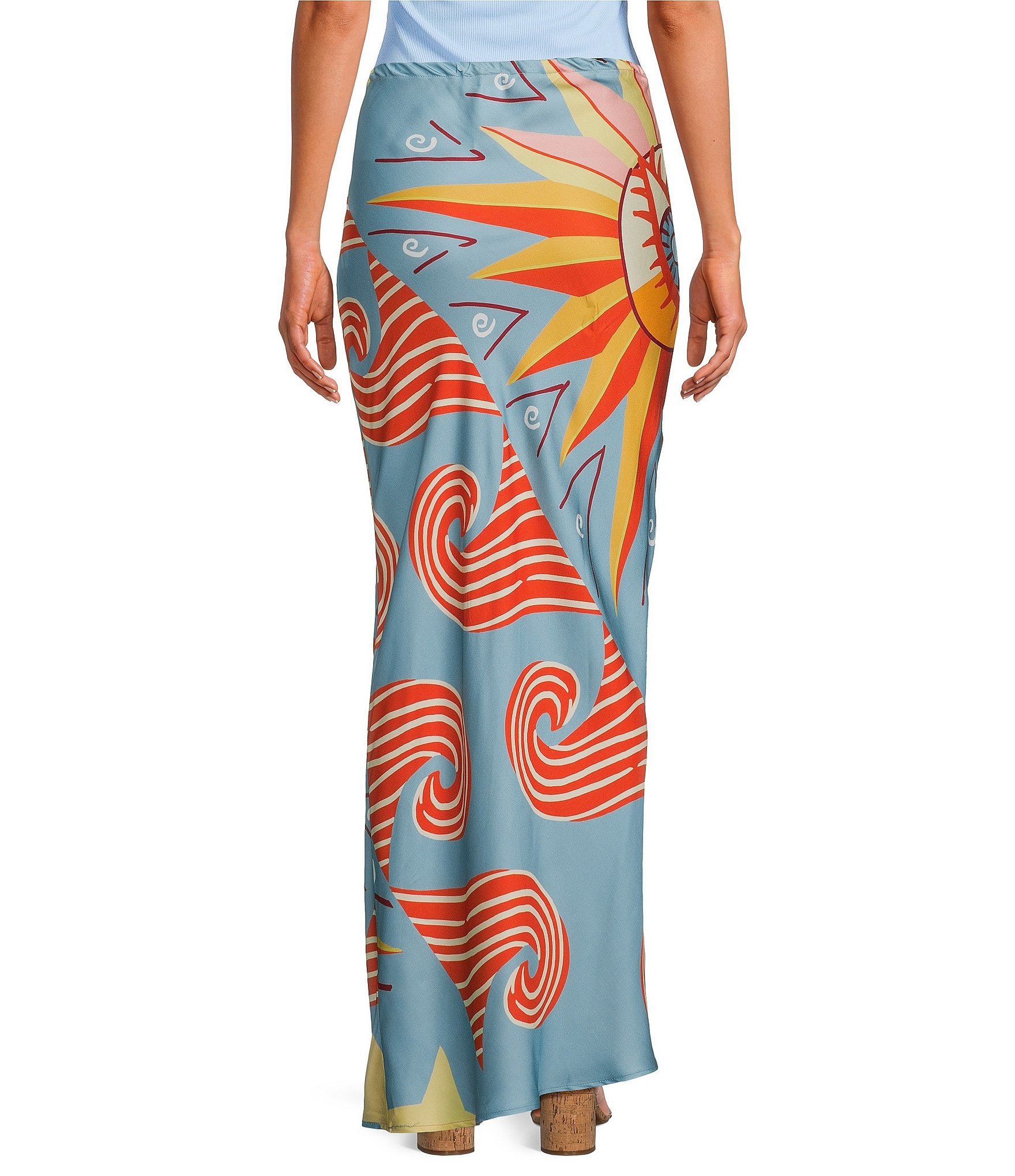 Never Fully Dressed Dorris Dolce Vita Printed Satin Maxi Skirt