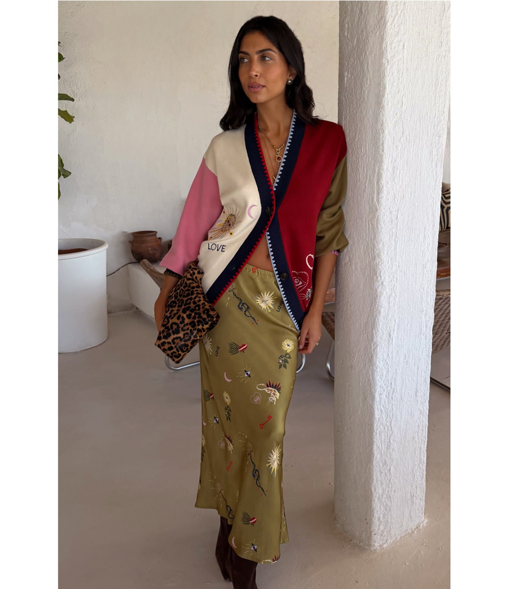 Never Fully Dressed Dorris Mystical Printed Satin Maxi Skirt