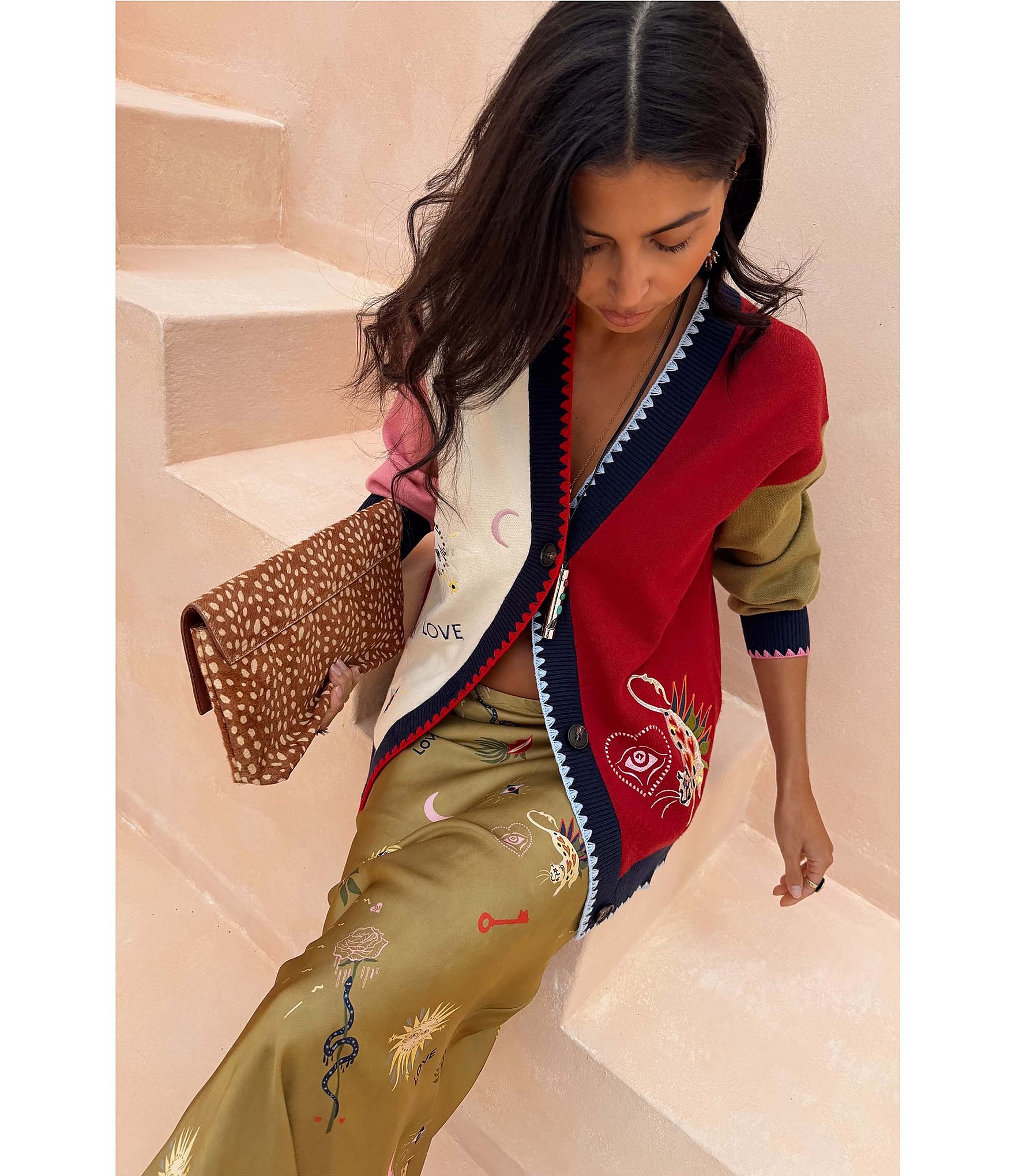 Never Fully Dressed Dorris Mystical Printed Satin Maxi Skirt