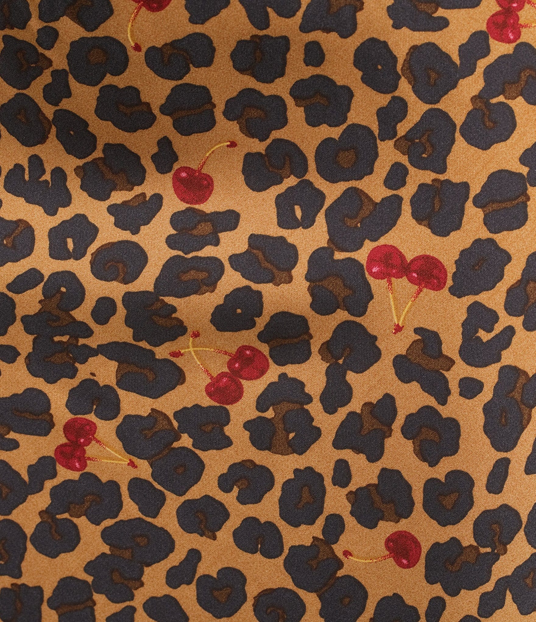 Never Fully Dressed Dorris Satin Leopard Print Cherry Motif Maxi Skirt