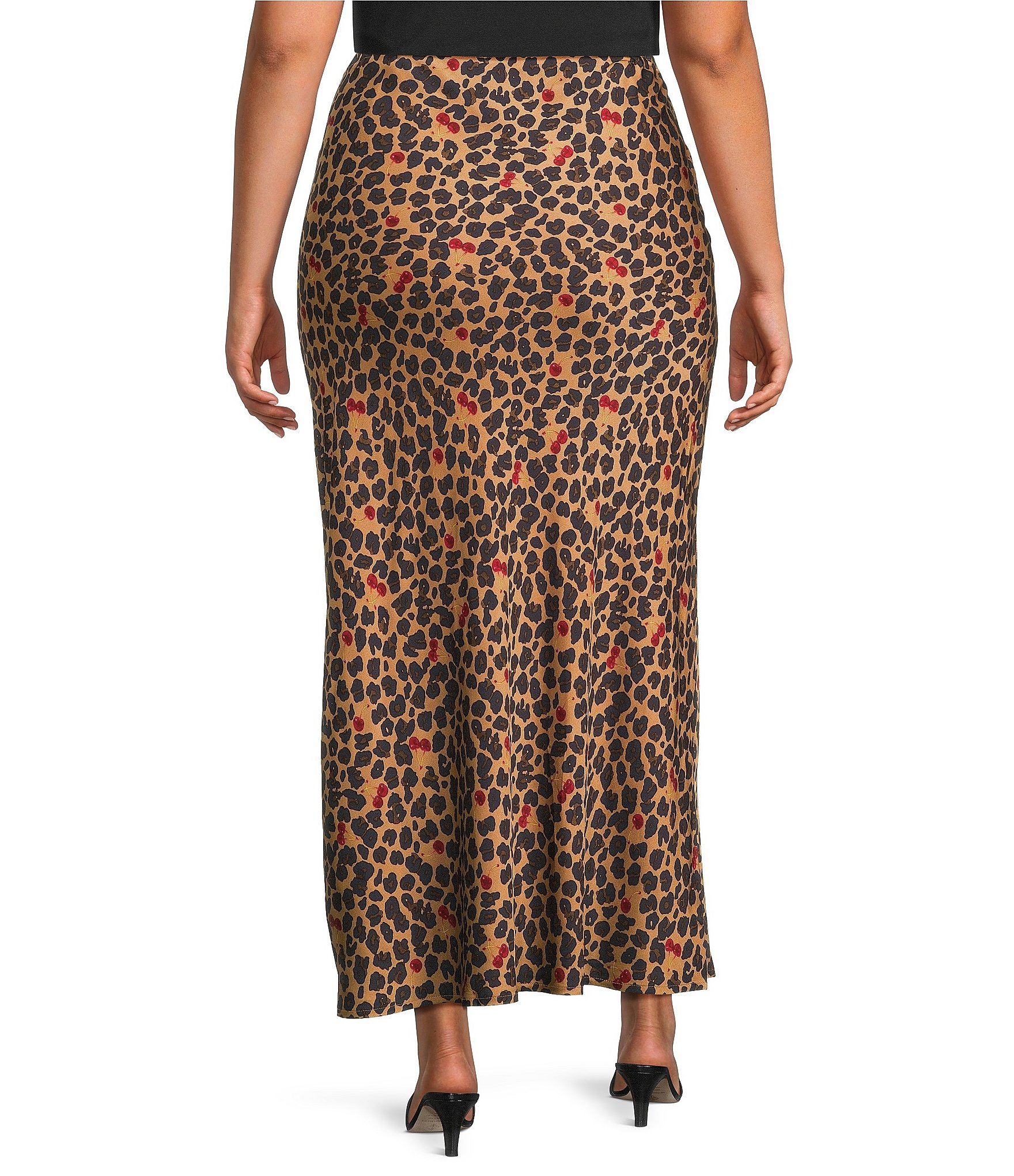 Never Fully Dressed Plus Size Dorris Leopard Cherry Print Maxi Skirt
