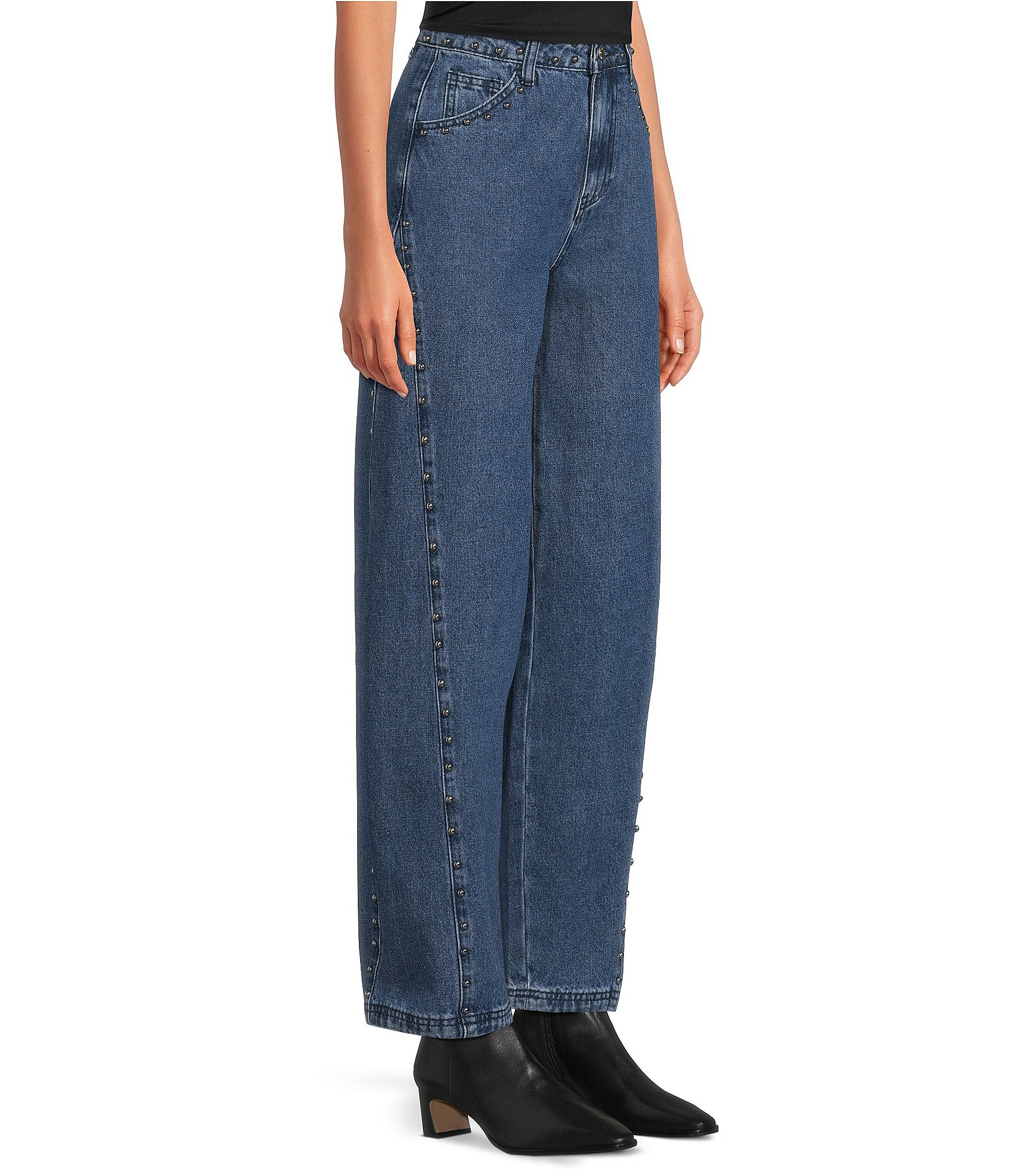 Never Fully Dressed Studded Structure Barrel Denim Jeans
