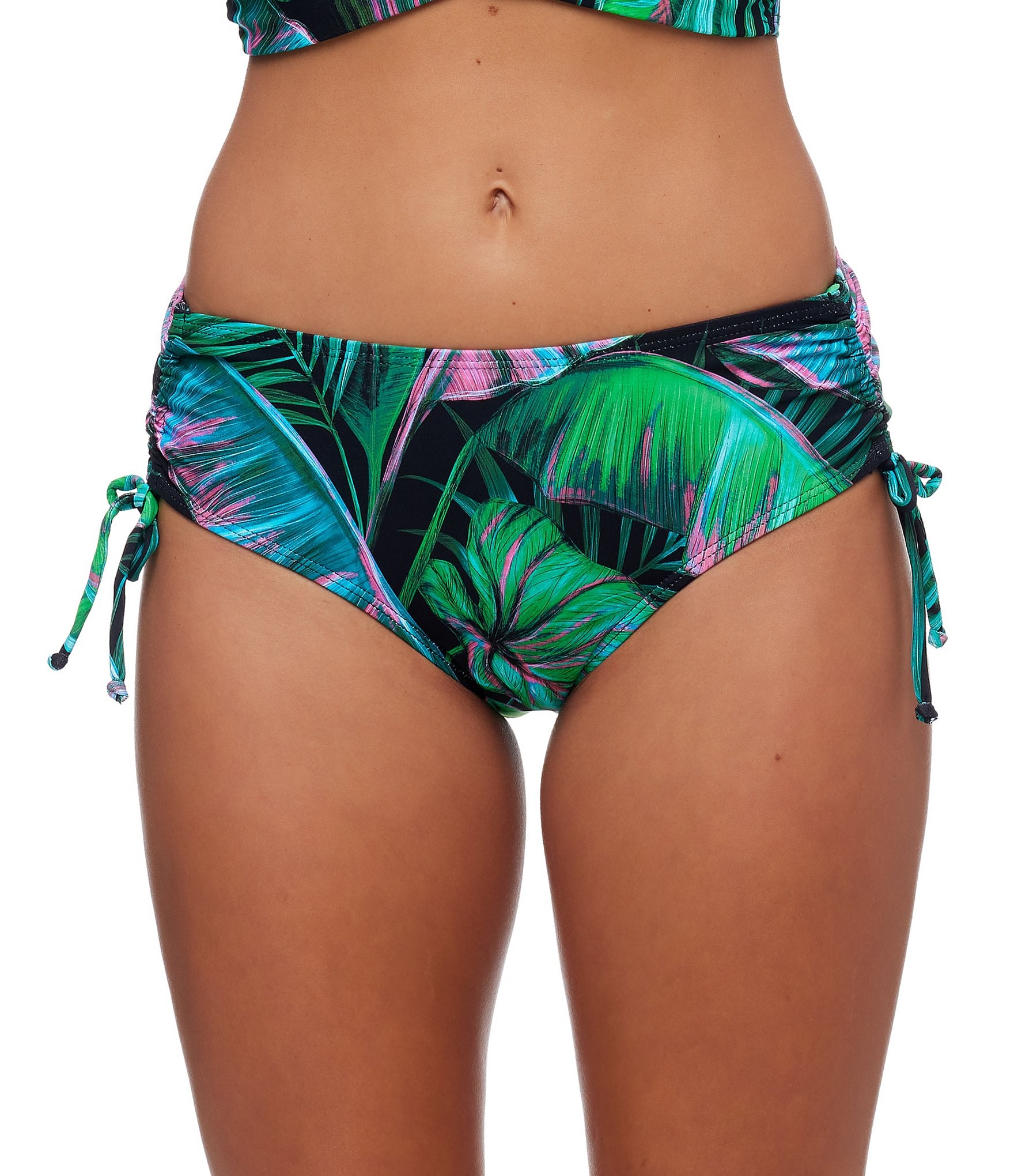 Next by Athena Pilea Palms Printed V-Neck Crop Longline Swim Top & Good  Karma Chopra Tab Swim Bottom | Dillard's